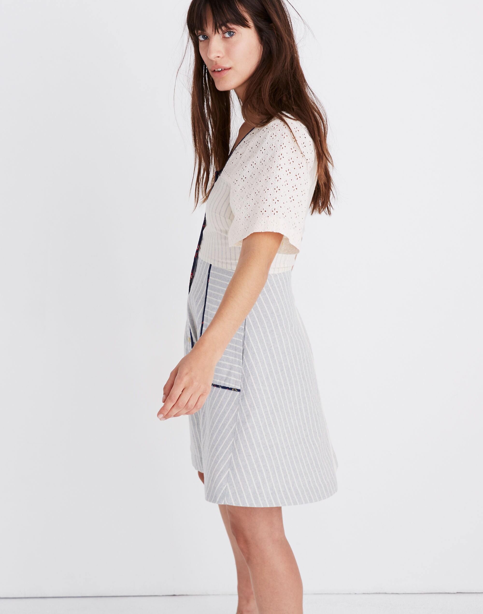 Madewell x The New Denim Project&reg; Patchwork Square-Neck Dress