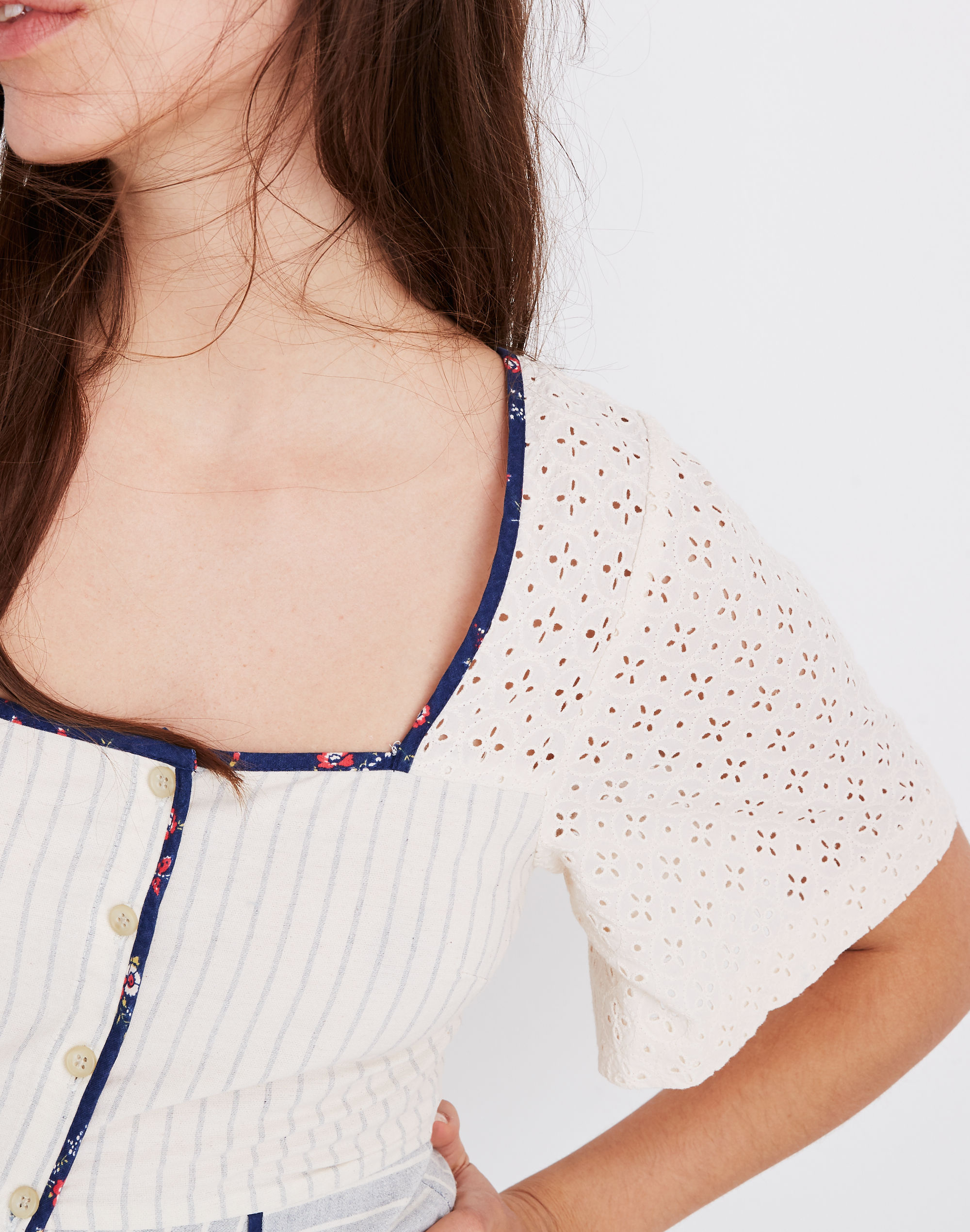 Madewell x The New Denim Project&reg; Patchwork Square-Neck Dress