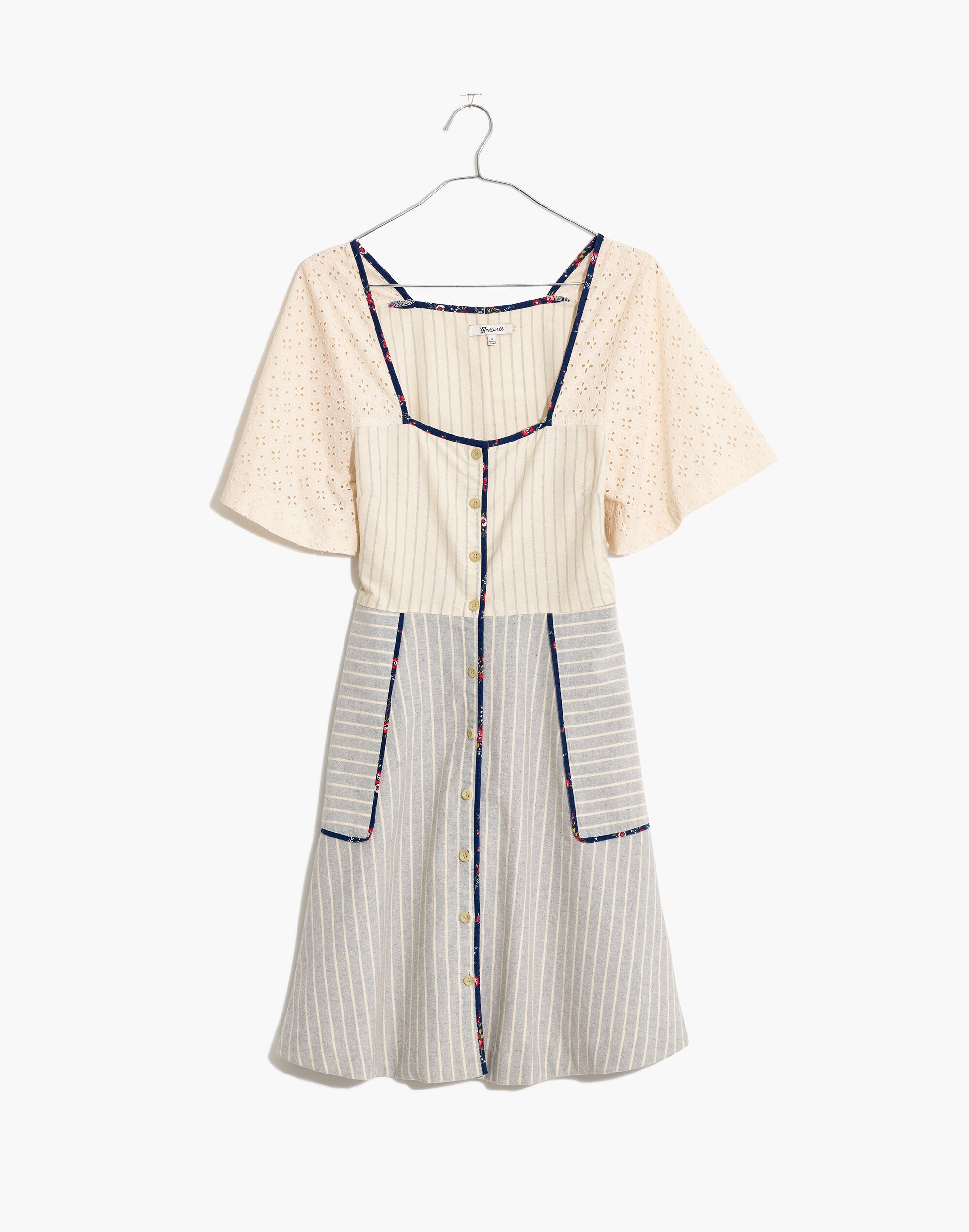 Madewell x The New Denim Project&reg; Patchwork Square-Neck Dress