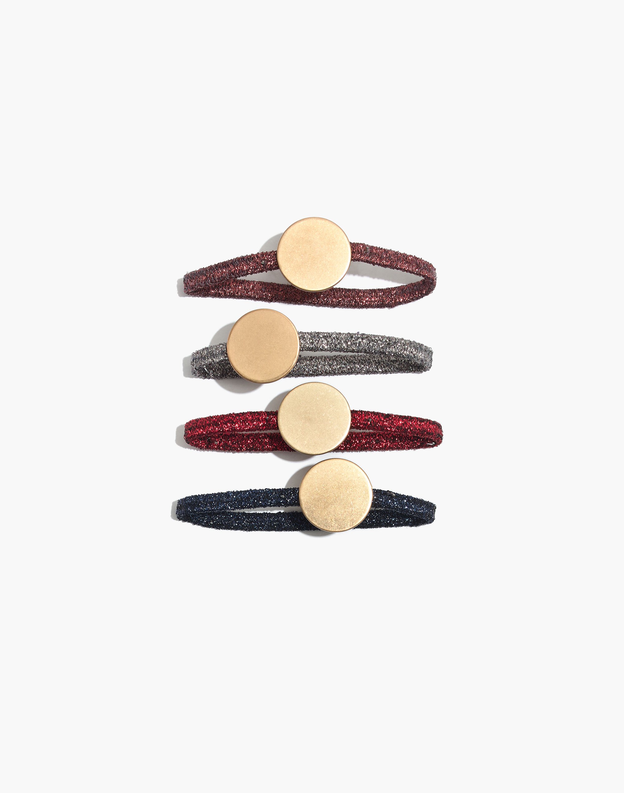 Four-Pack Disc Metallic Hair Ties