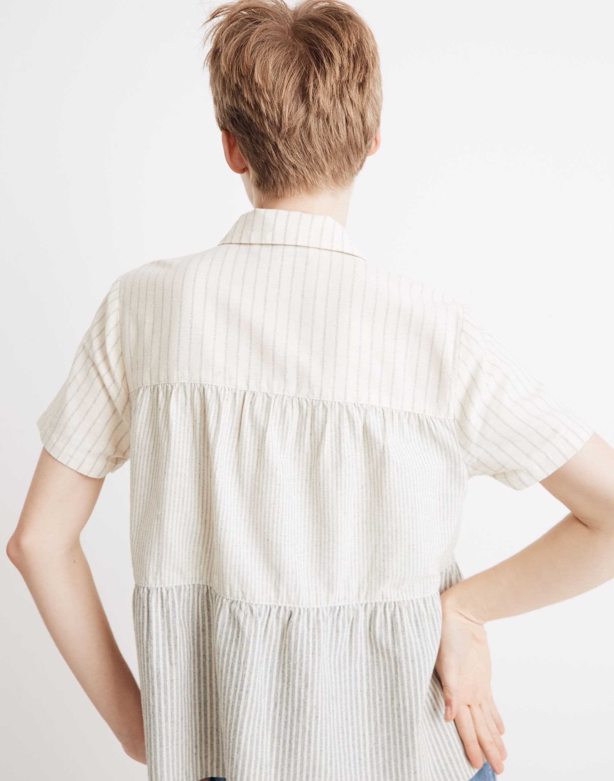 Madewell x The New Denim Project&reg; Stripe-Mix Seamed Button-Down Shirt