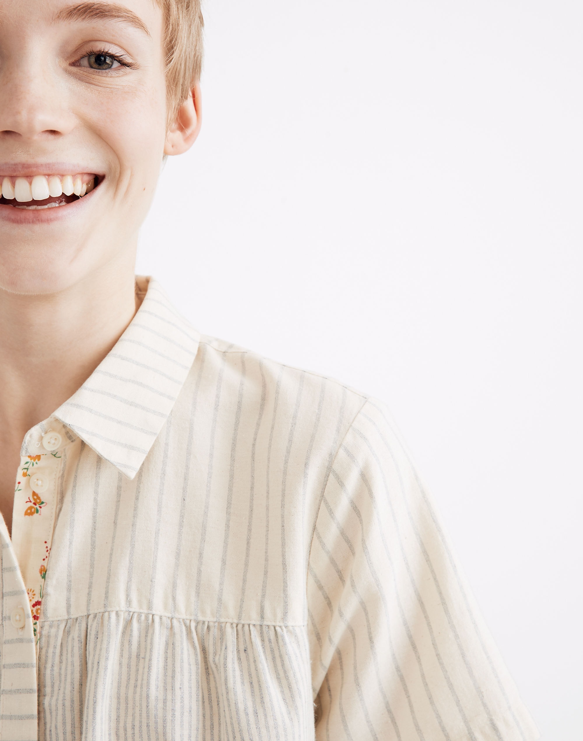 Madewell x The New Denim Project&reg; Stripe-Mix Seamed Button-Down Shirt