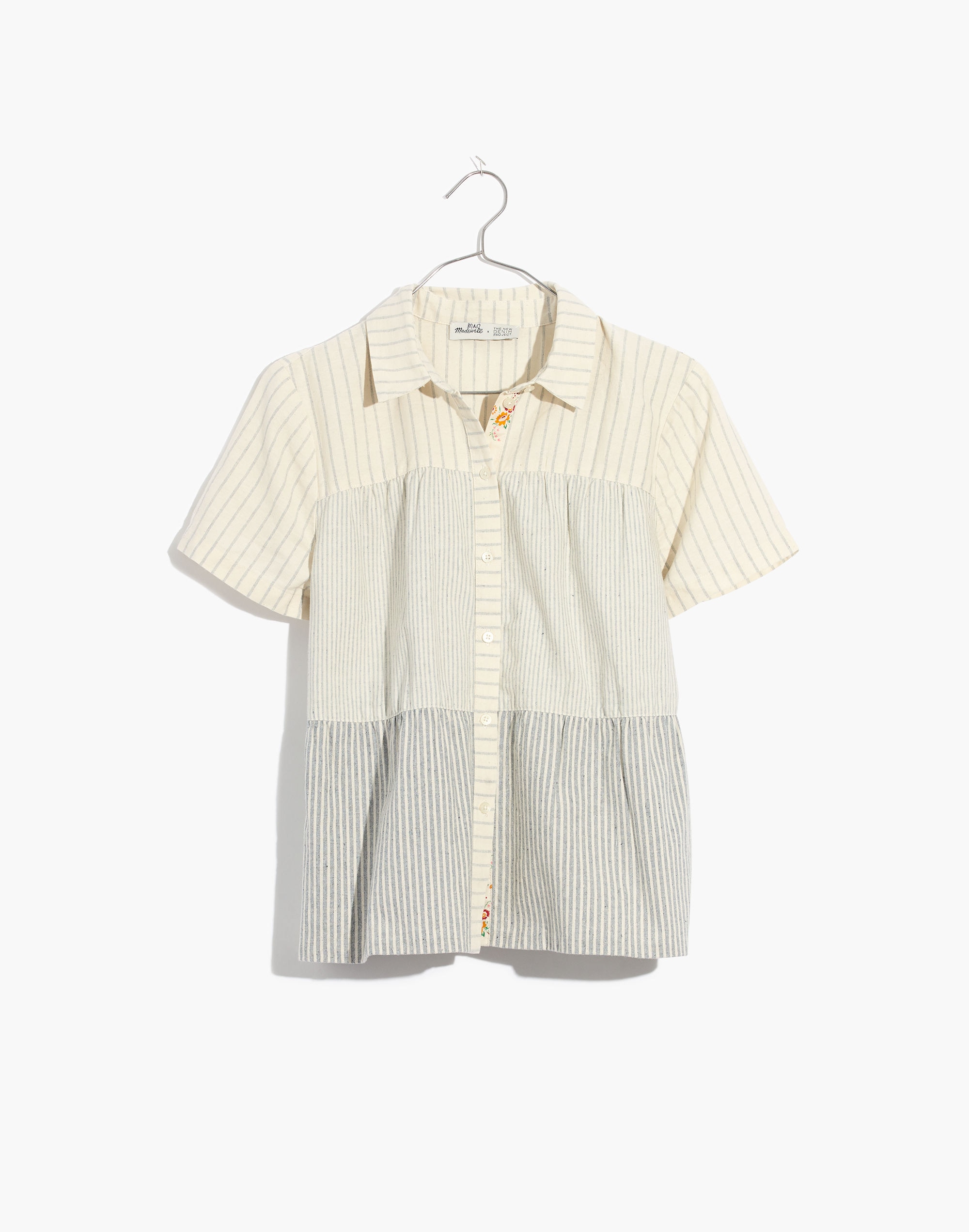Madewell x The New Denim Project&reg; Stripe-Mix Seamed Button-Down Shirt