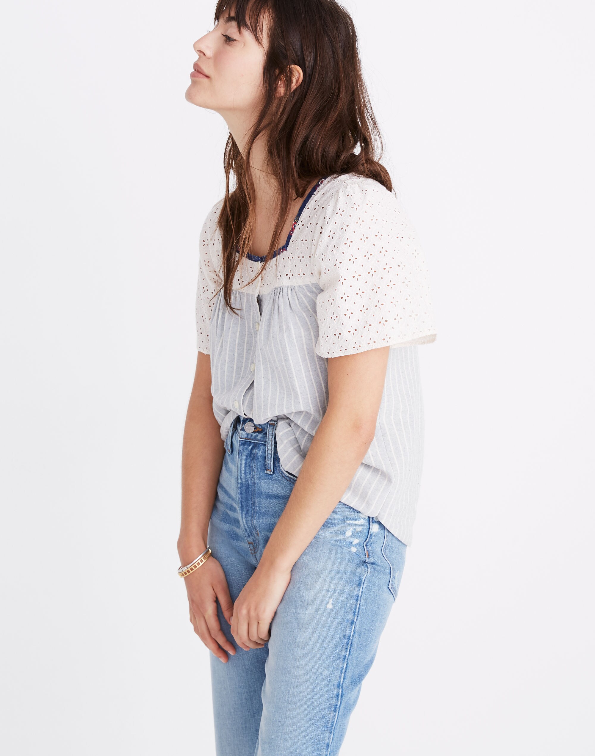 Madewell x The New Denim Project&reg; Patchwork Butterfly Top