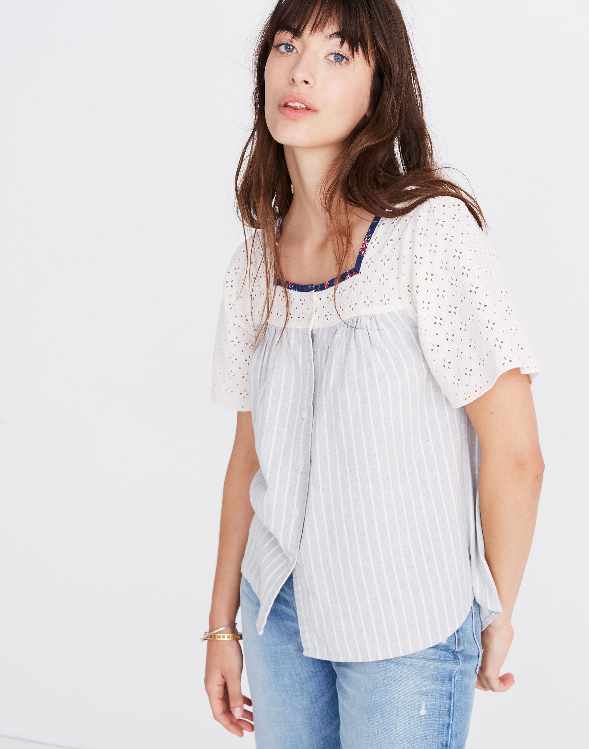 Madewell x The New Denim Project&reg; Patchwork Butterfly Top