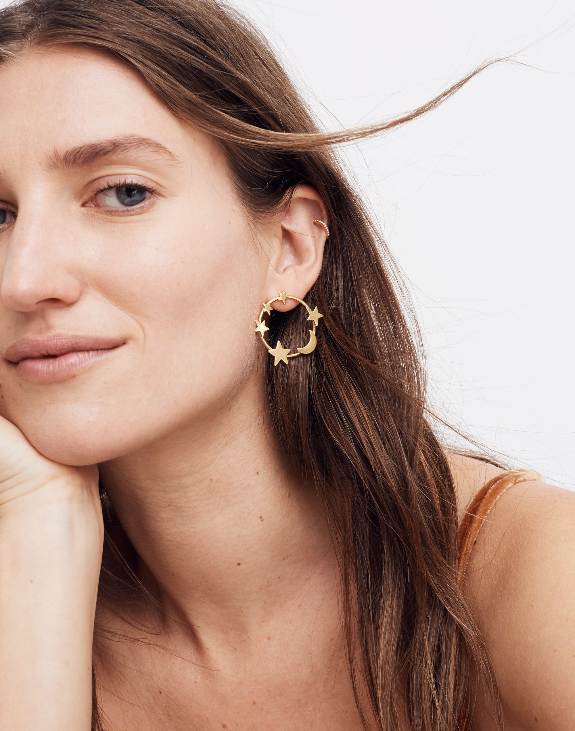 Star and Moon Hoop Earrings