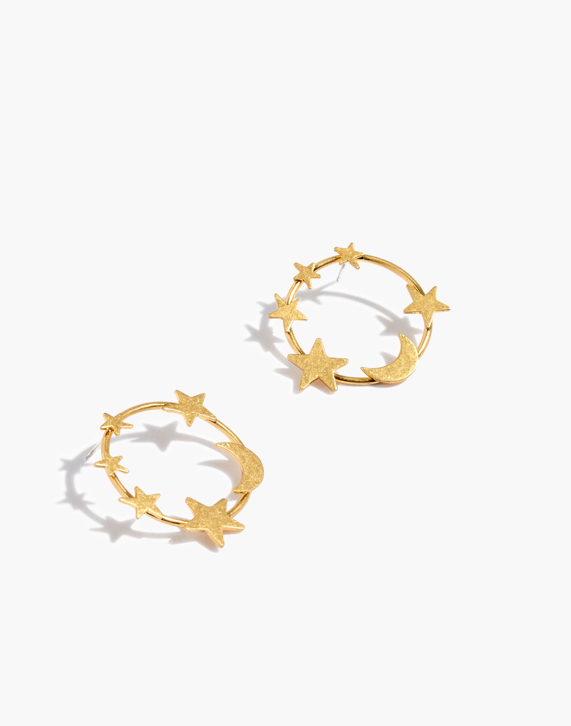 Star and Moon Hoop Earrings