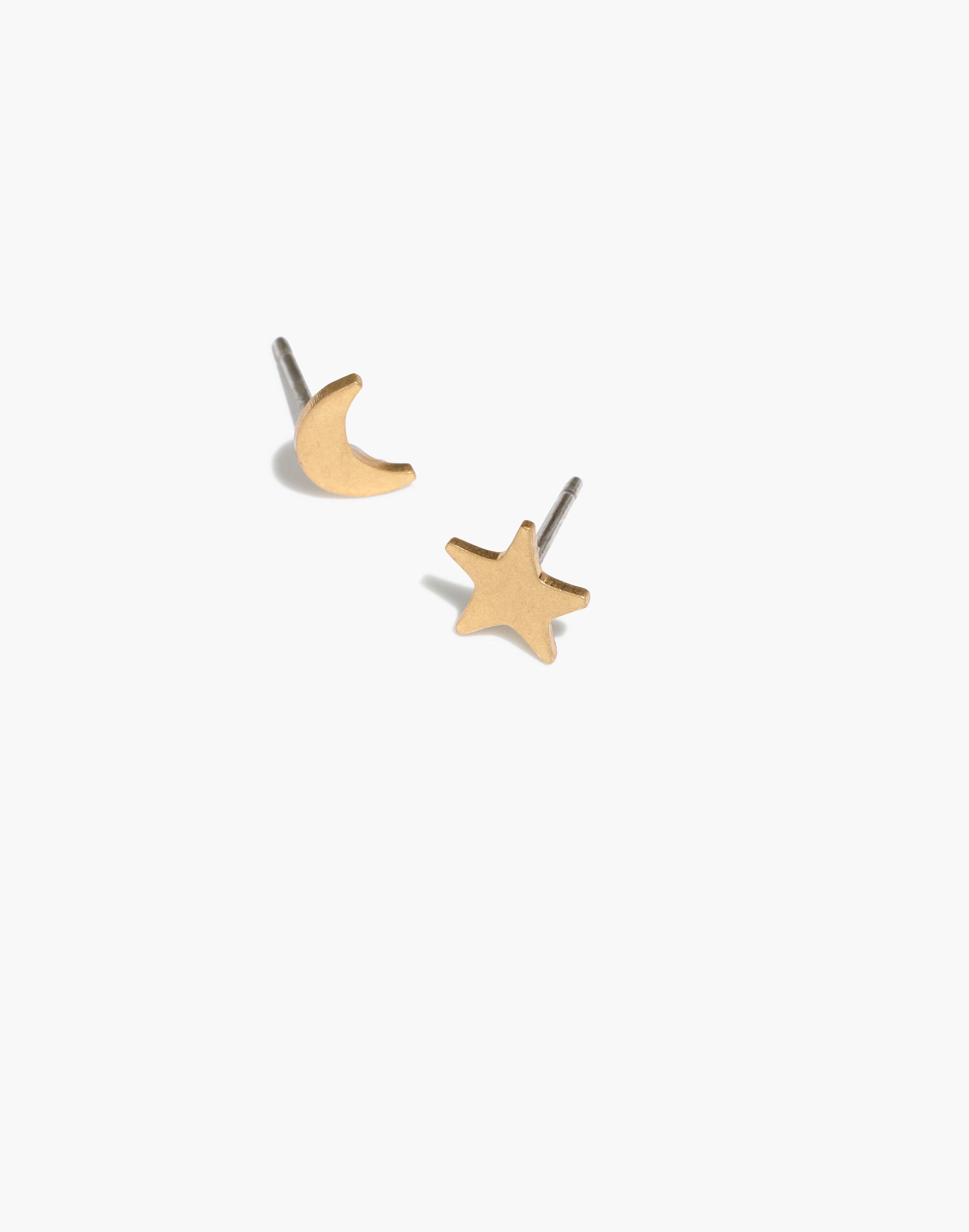 Star and Moon Stud Earrings
