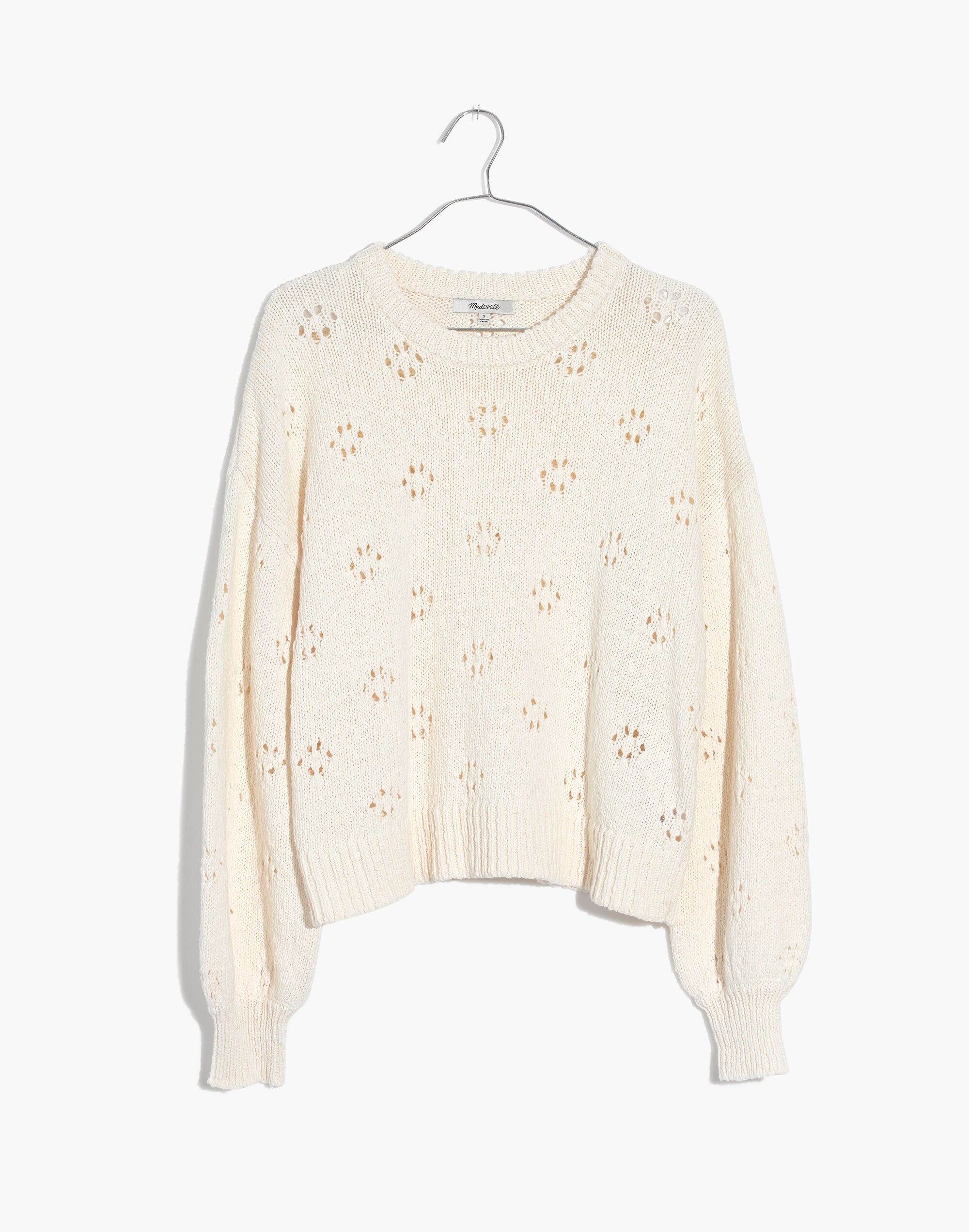 Floral Pointelle Pullover Sweater