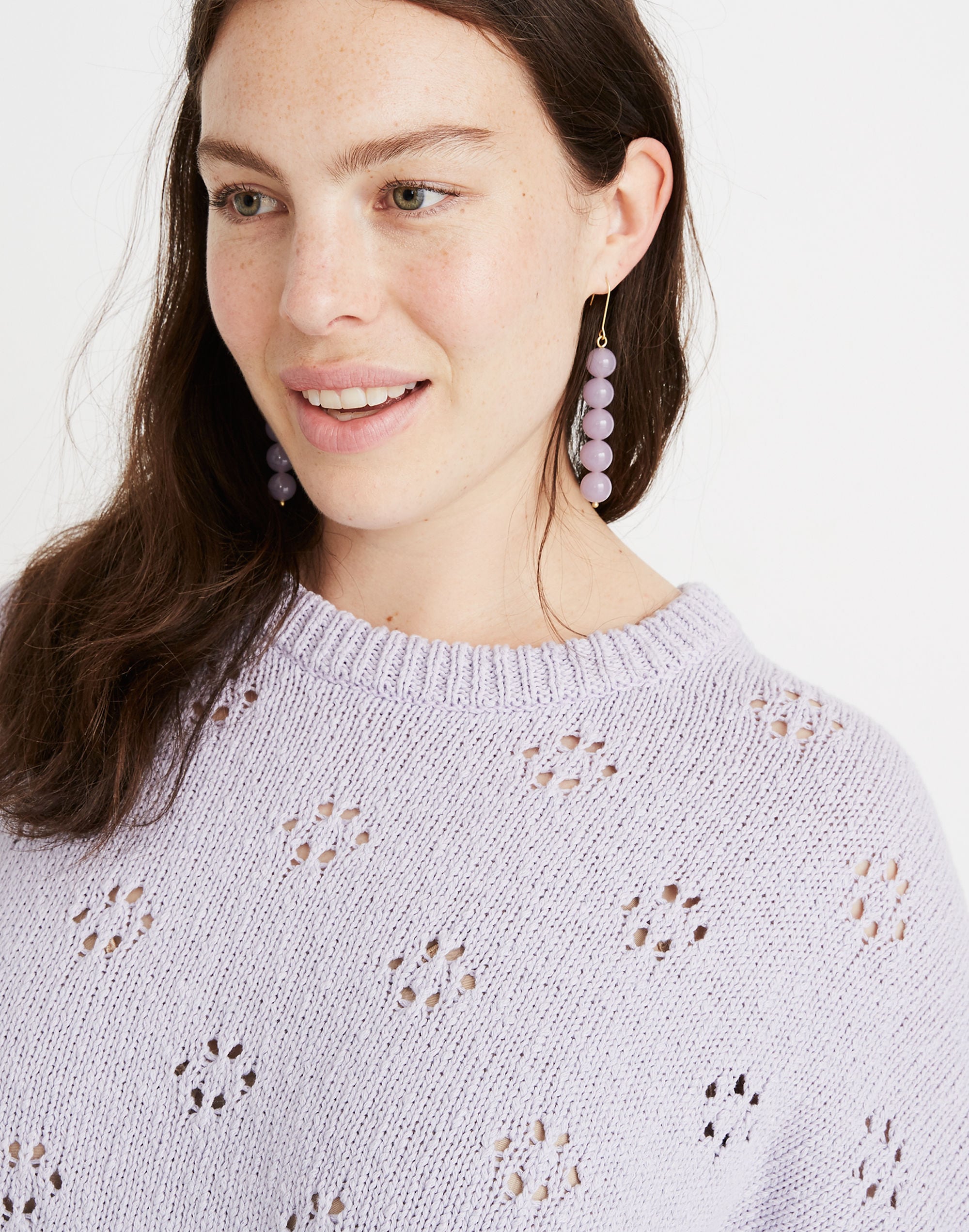 Floral Pointelle Pullover Sweater