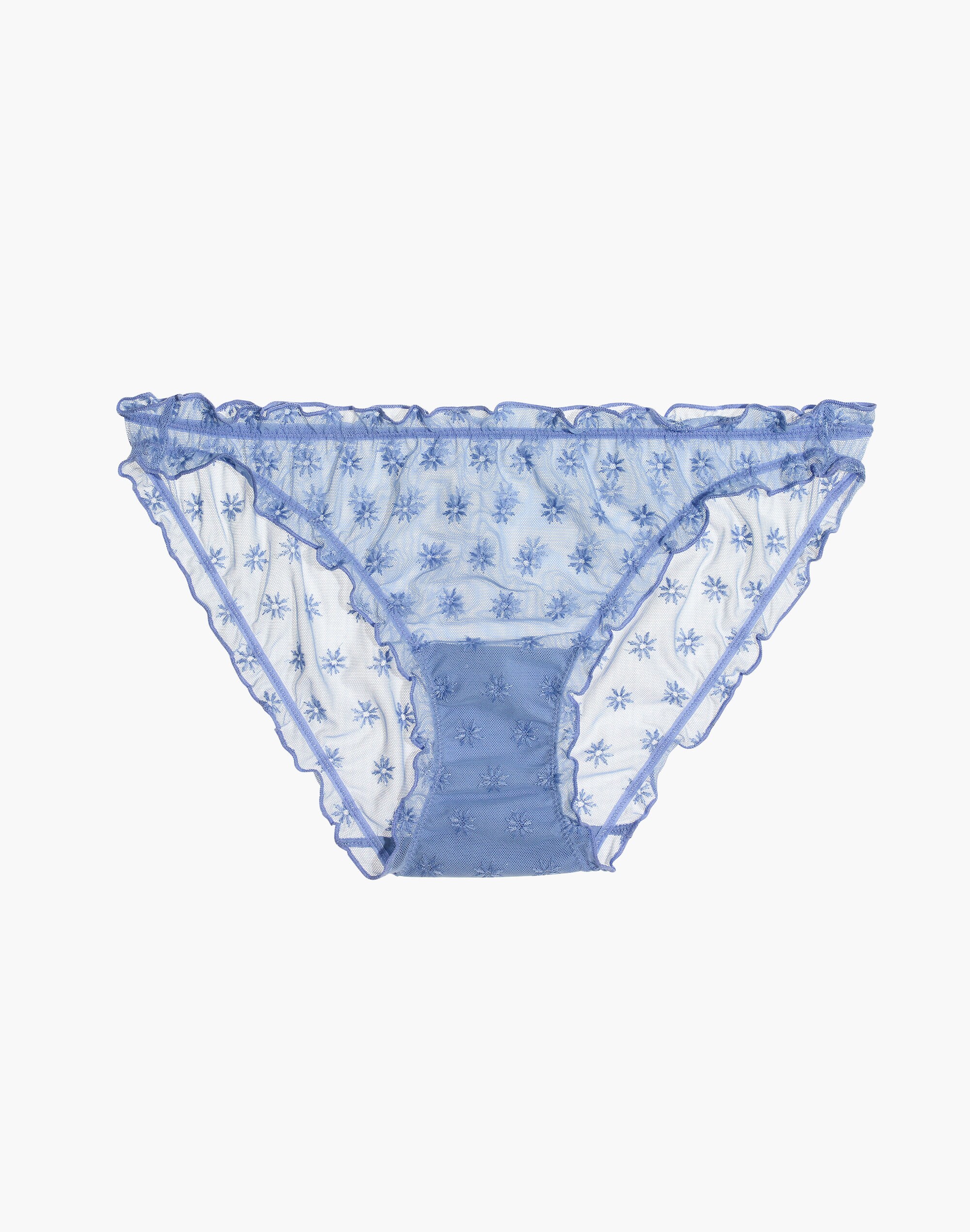 Embroidered Mesh Ruffle Bikini
