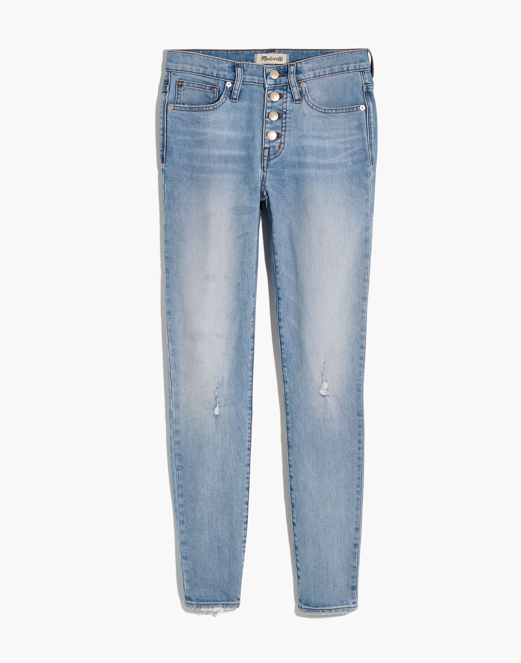 9" Mid-Rise Skinny Crop Jeans in Asbury Wash: Button-Front Edition