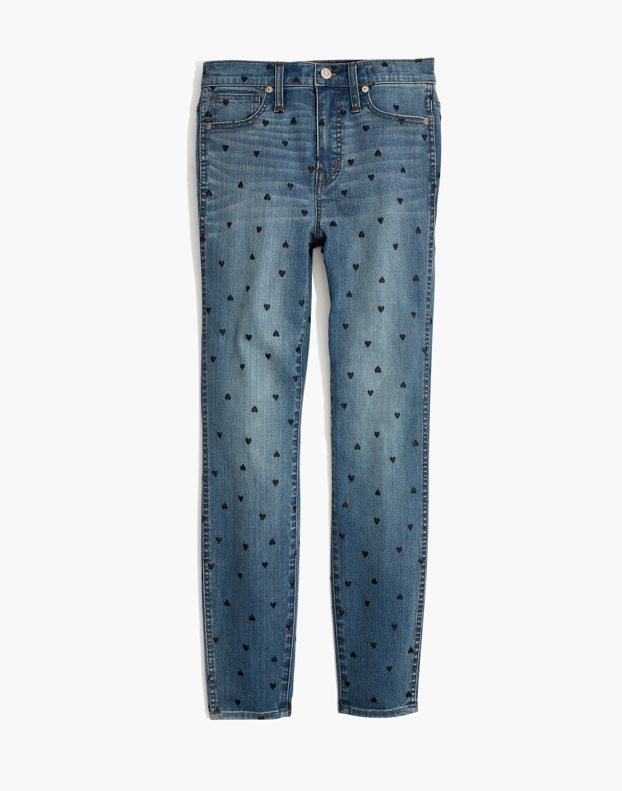 10" High-Rise Skinny Crop Jeans: Heart Print Edition