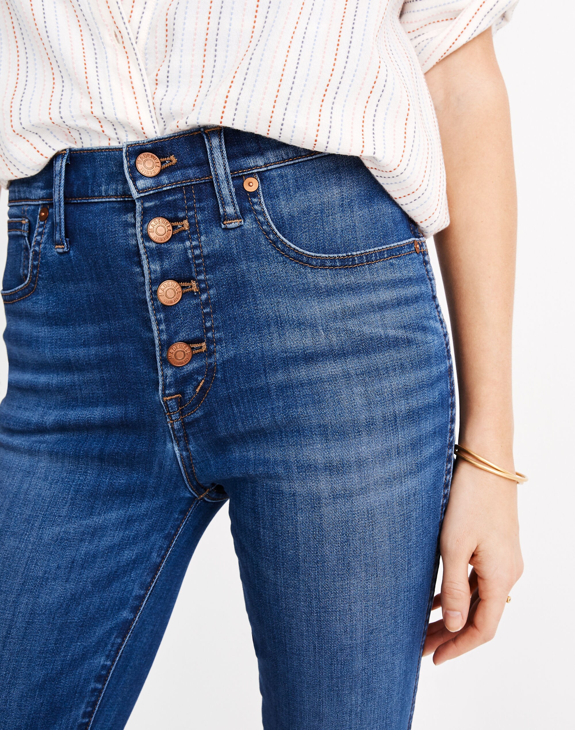 10" High-Rise Skinny Crop Jeans: Button-Front TENCEL&trade; Denim Edition