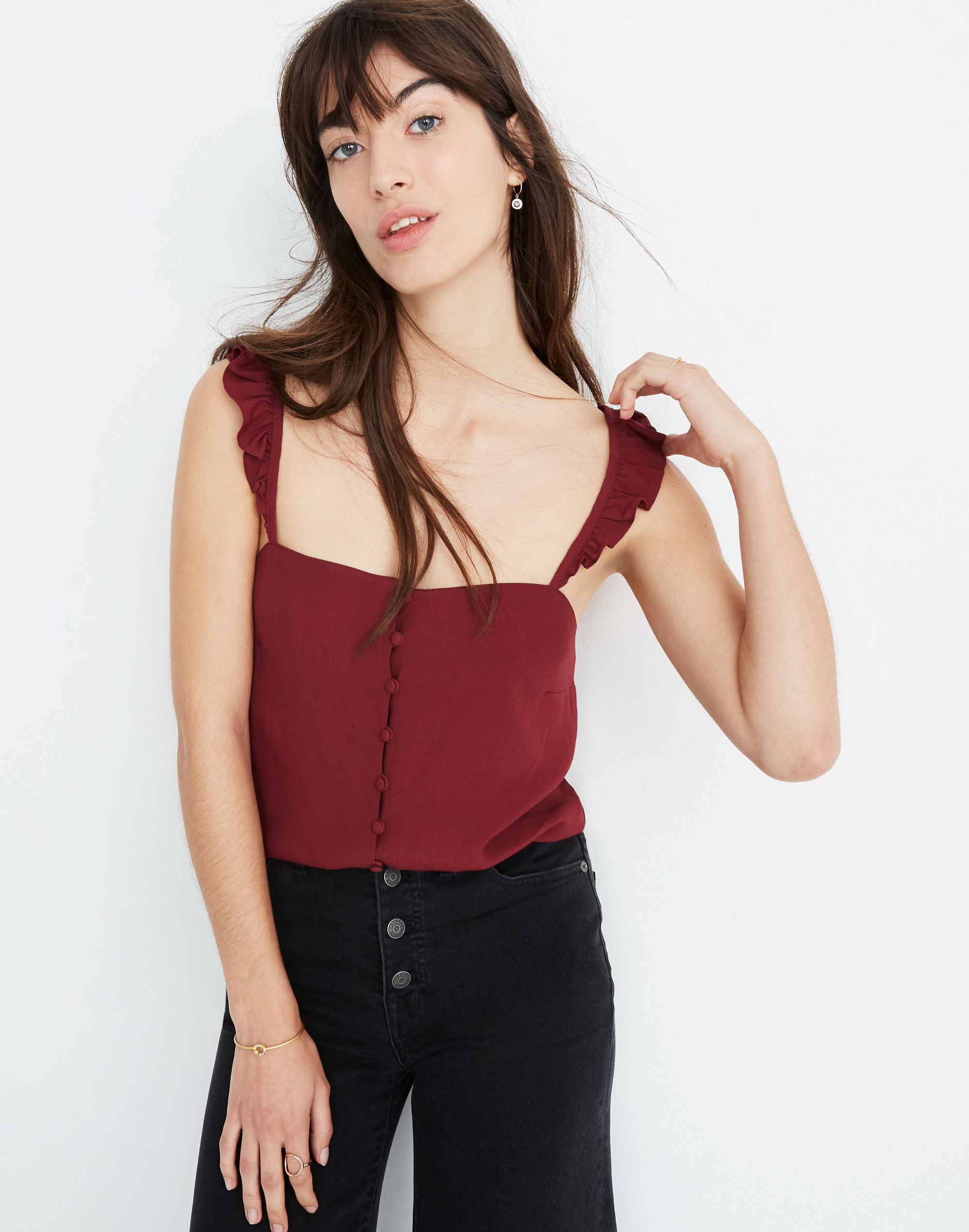 Ruffle-Strap Cami Top