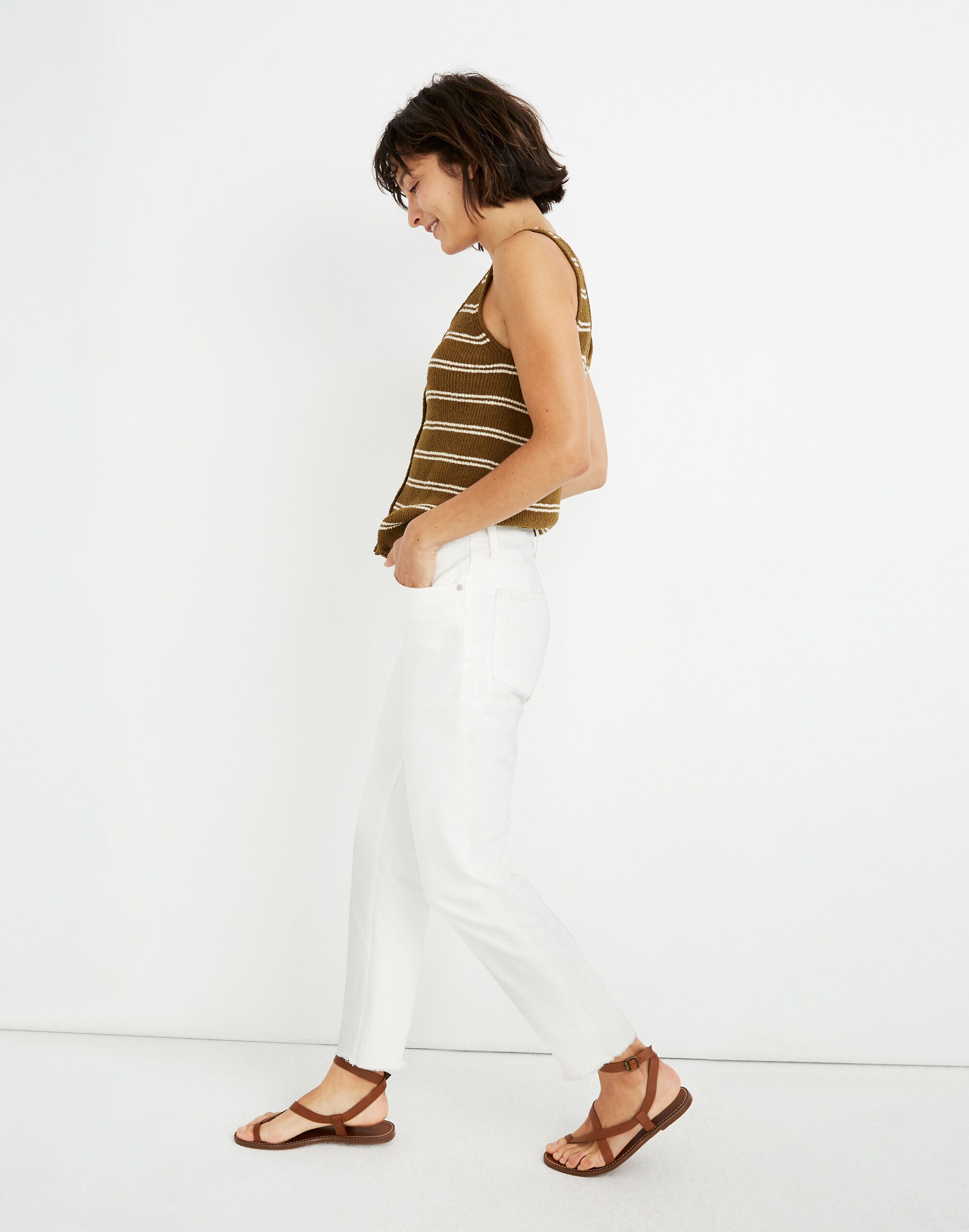 The High-Rise Slim Boyjean in Tile White