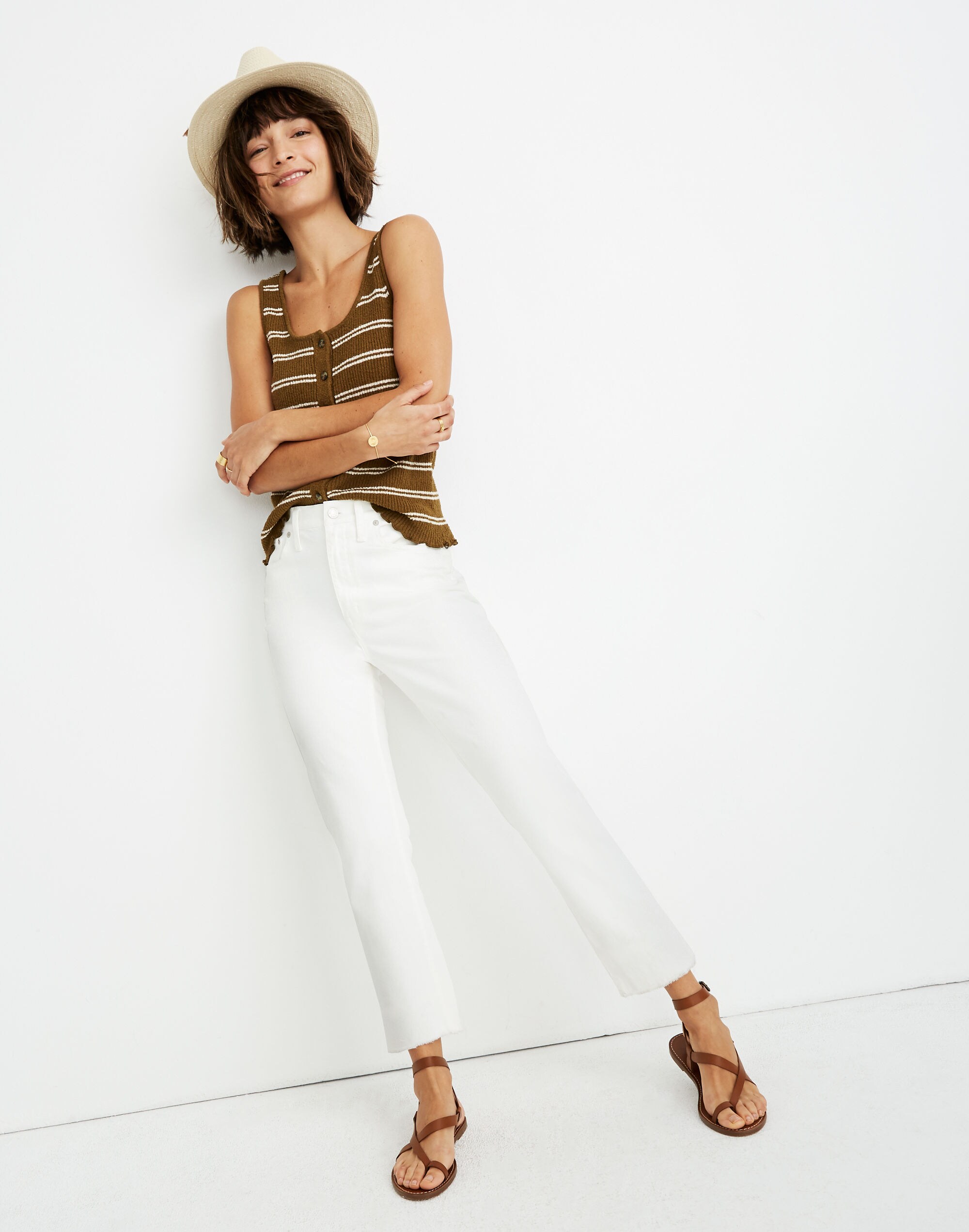 The High-Rise Slim Boyjean in Tile White