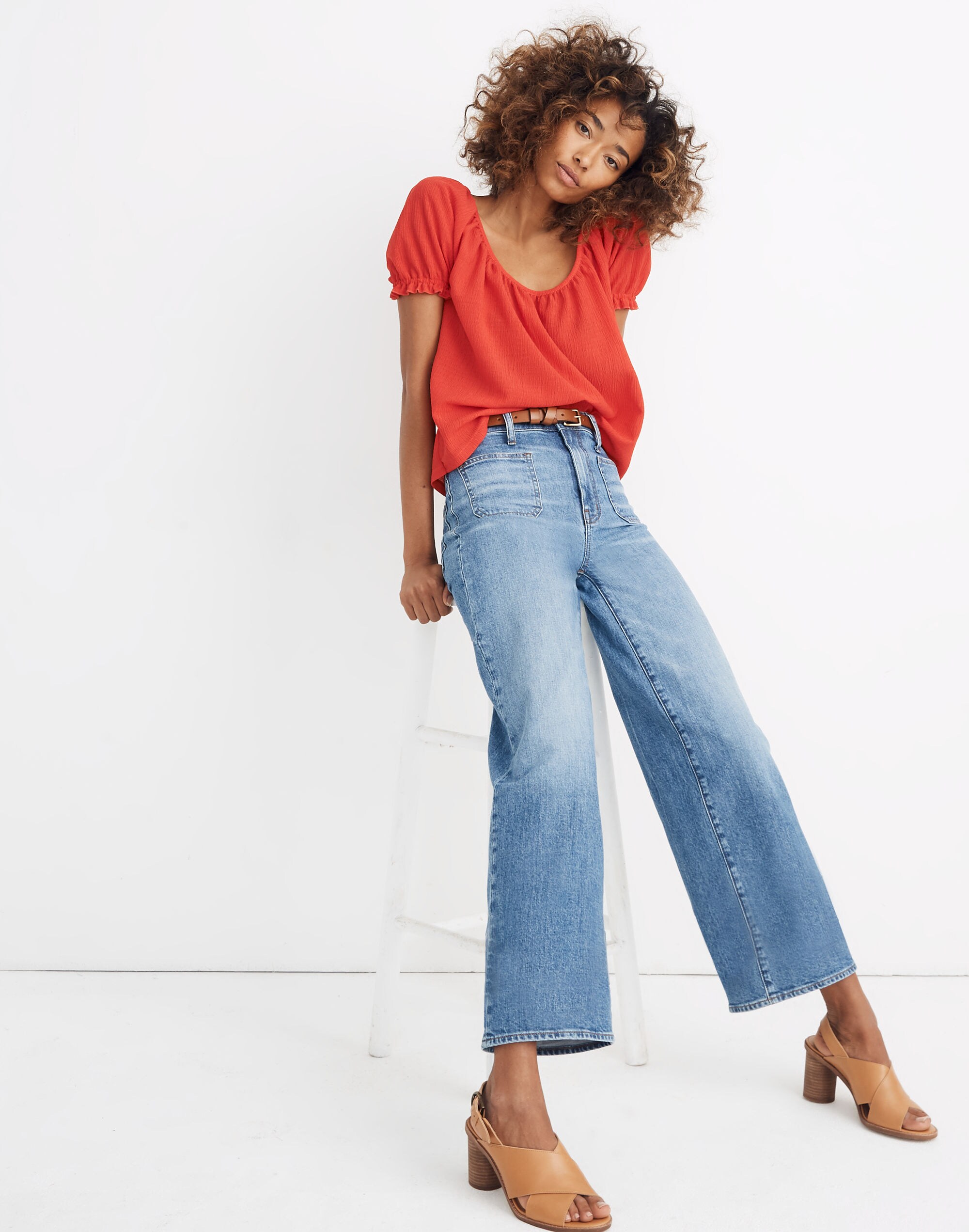 Petite Wide-Leg Crop Jeans in Chesney Wash