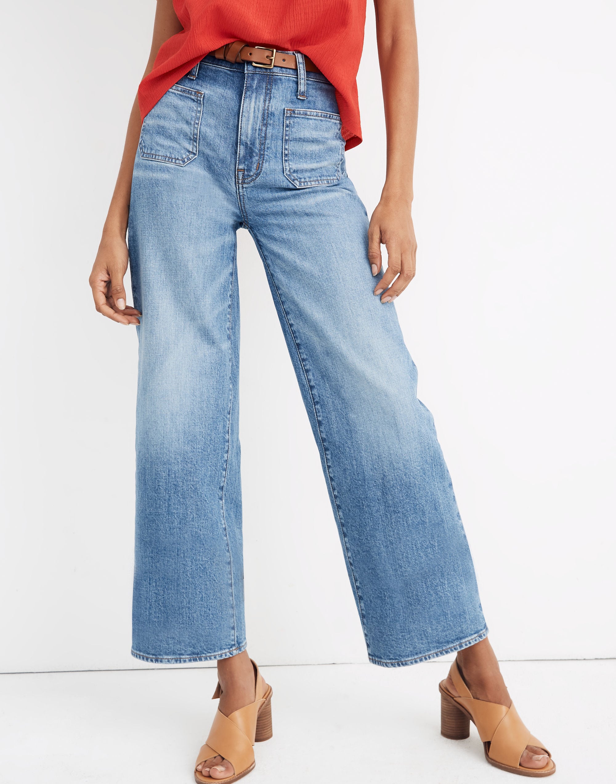 Petite Wide-Leg Crop Jeans in Chesney Wash