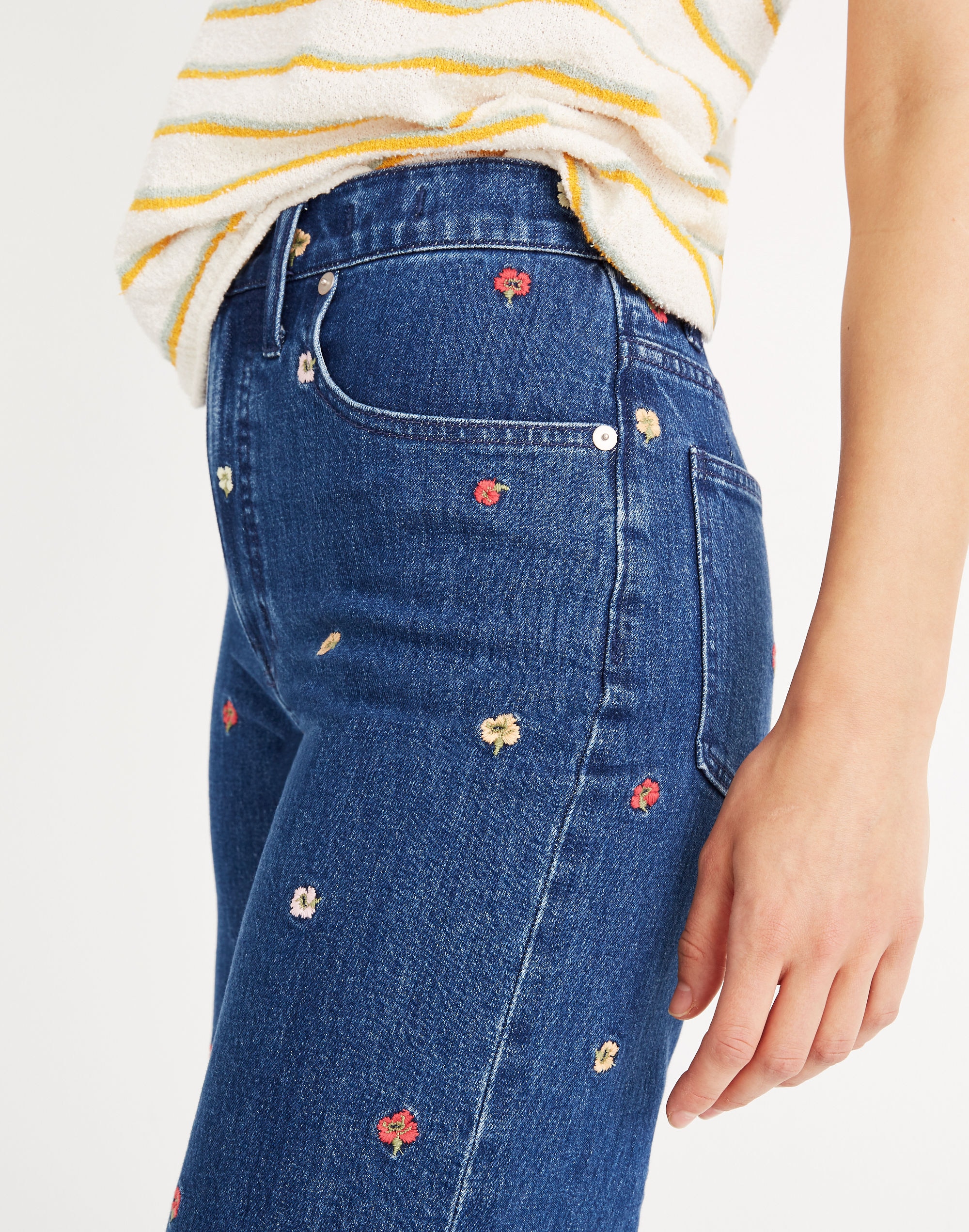 Wide-Leg Crop Jeans: Confetti Floral Embroidered Edition