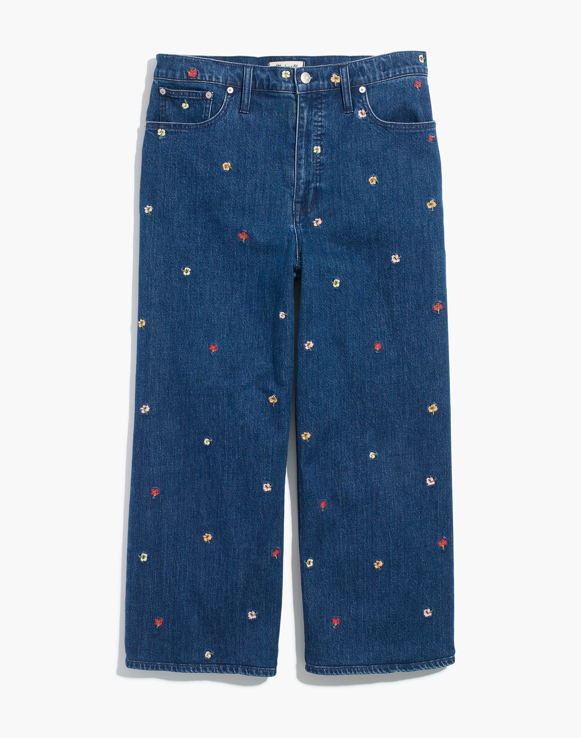 Wide-Leg Crop Jeans: Confetti Floral Embroidered Edition