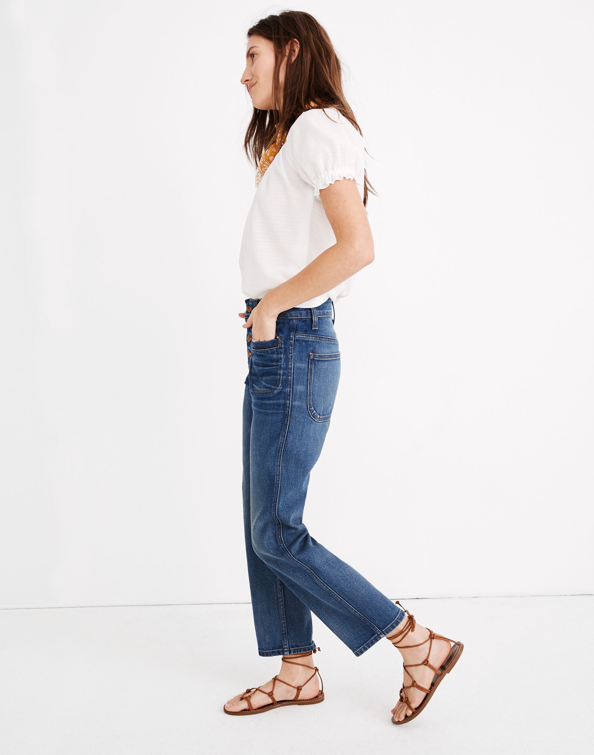 Rivet &amp; Thread High-Rise Straight Jeans: Button-Front Edition