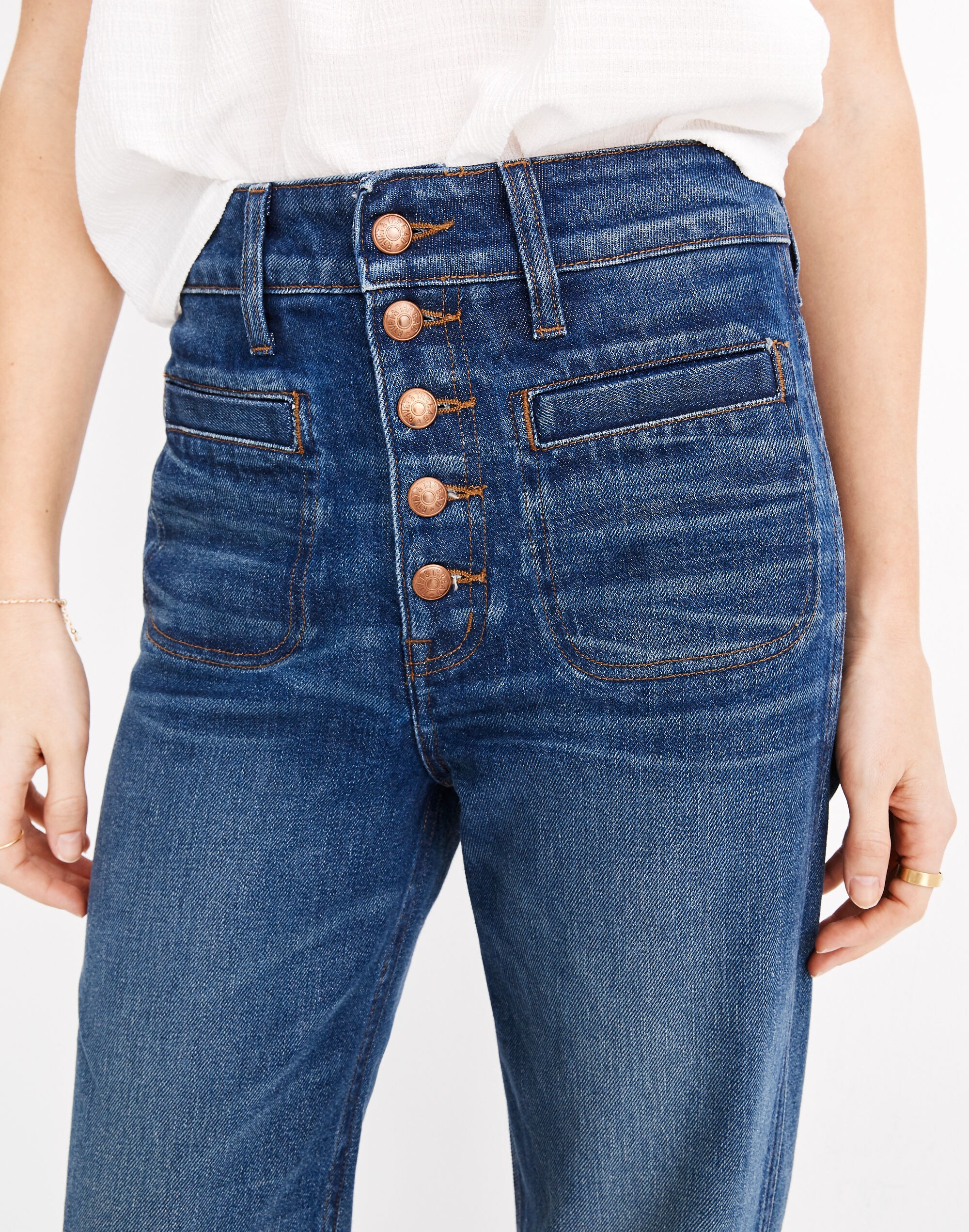 Rivet &amp; Thread High-Rise Straight Jeans: Button-Front Edition