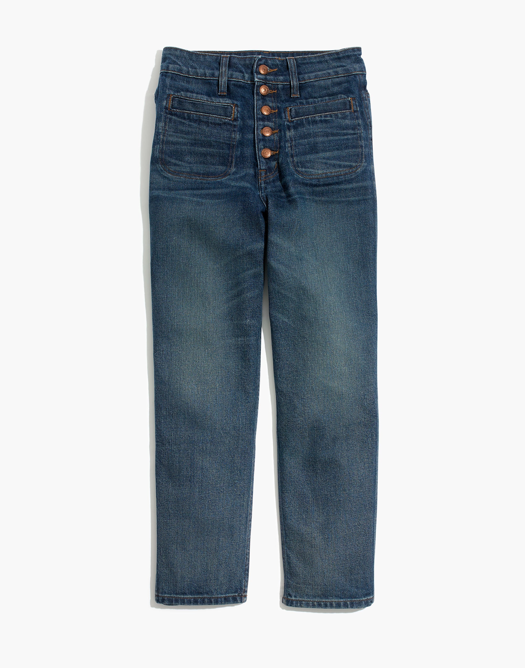 Rivet &amp; Thread High-Rise Straight Jeans: Button-Front Edition