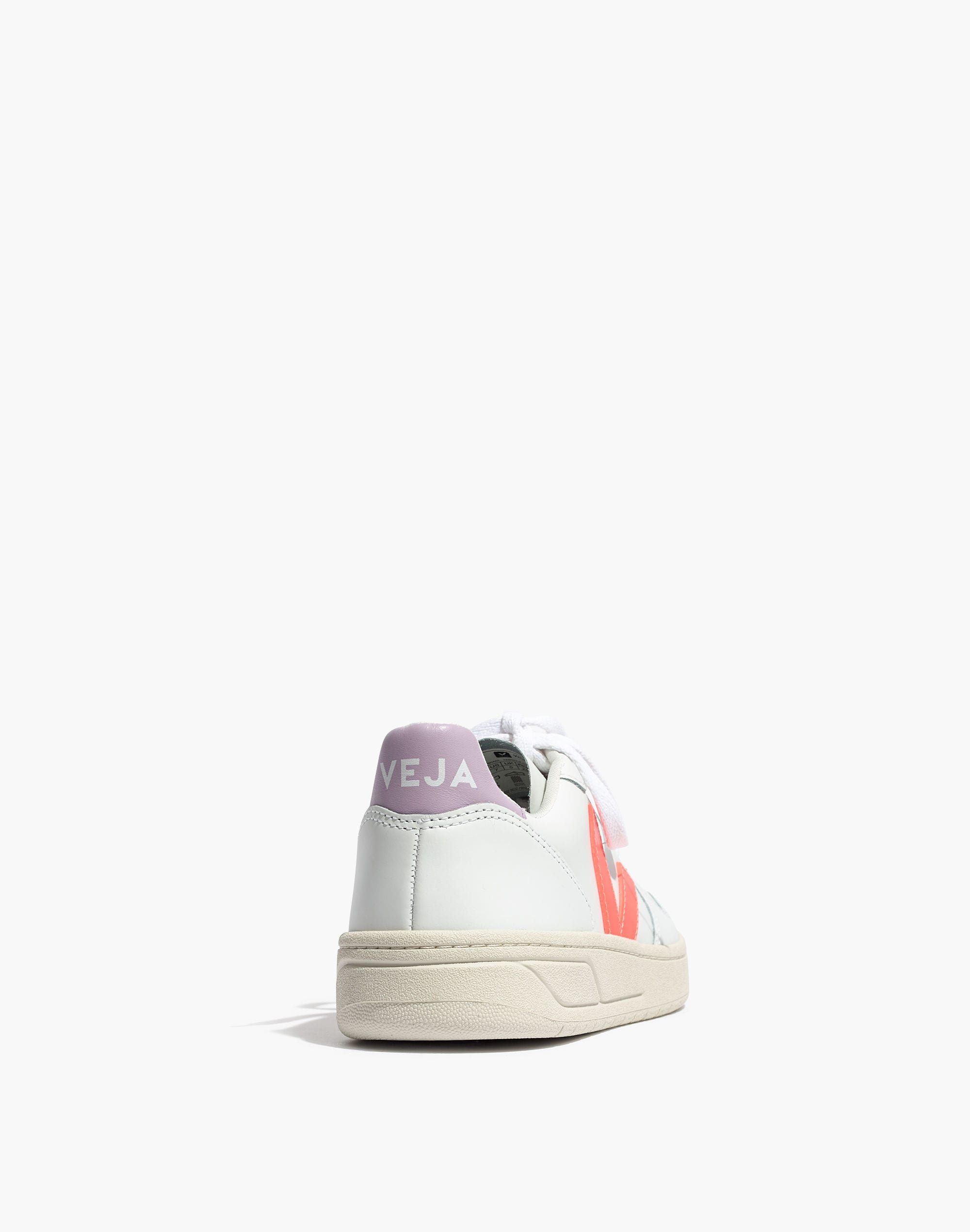 Madewell x Veja&trade; V-10 Leather Sneakers in Lilac and Neon Orange