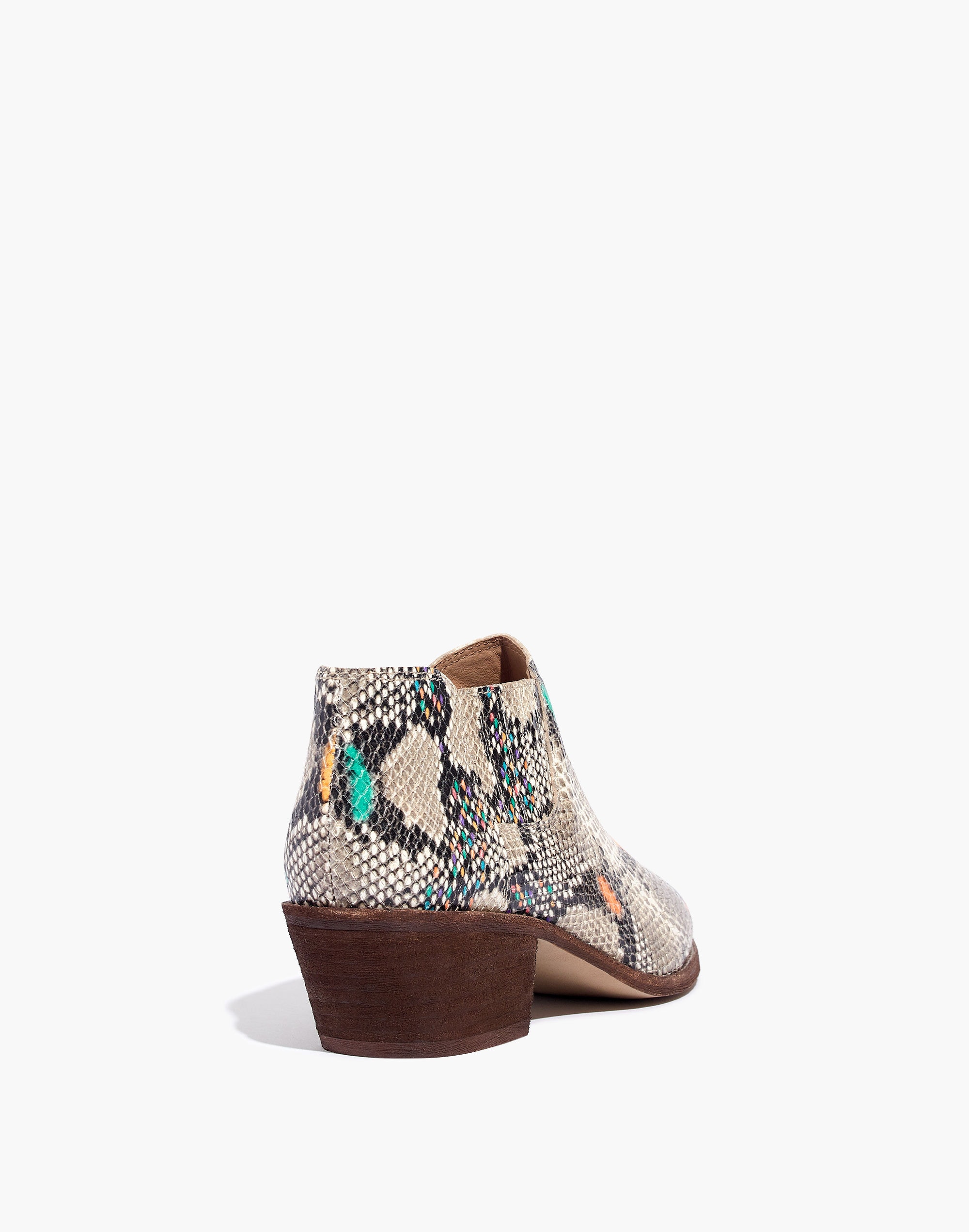 The Myles Ankle Boot in Stamped Rainbow Snake