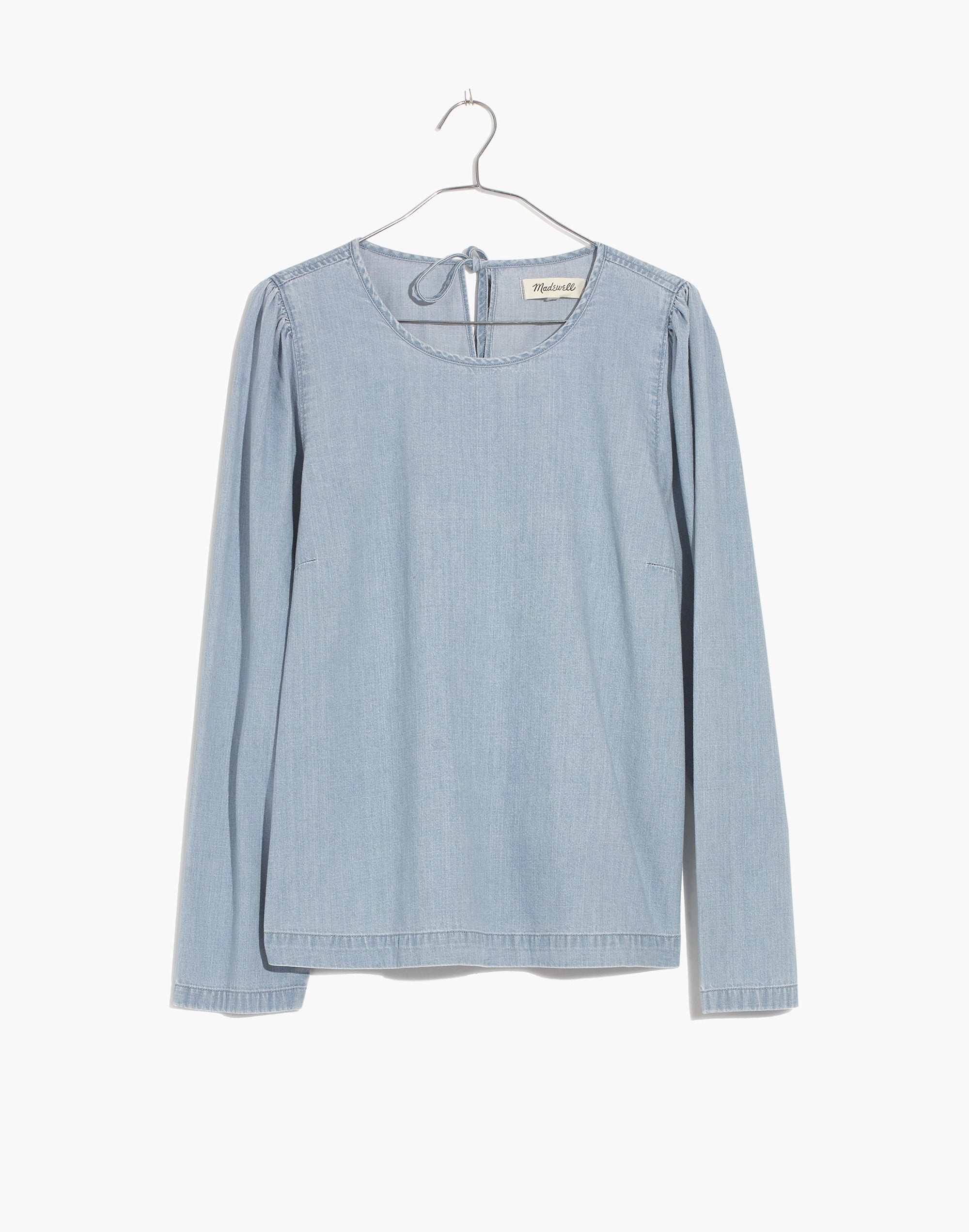 Denim Puff-Sleeve Swing Shirt