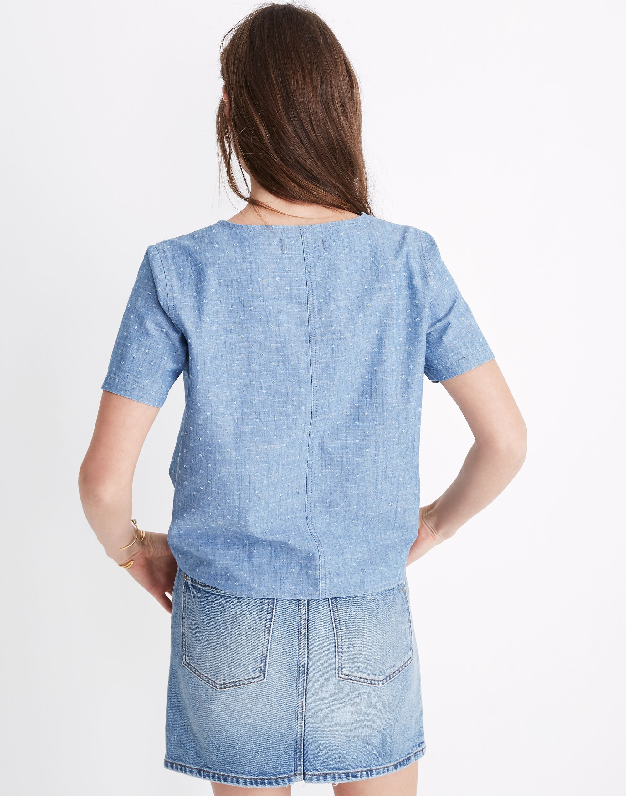 Chambray Novel Tie-Front Top