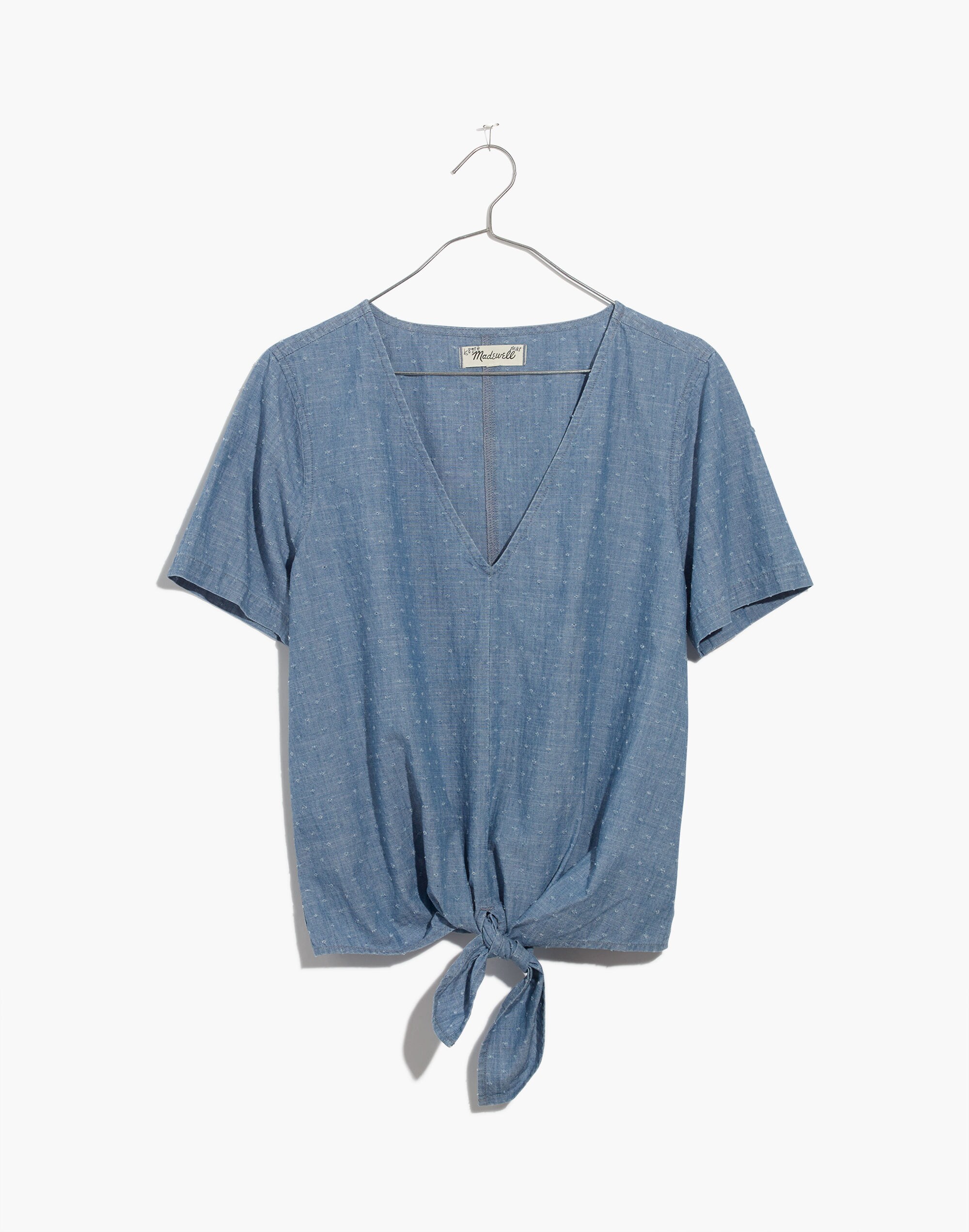 Chambray Novel Tie-Front Top