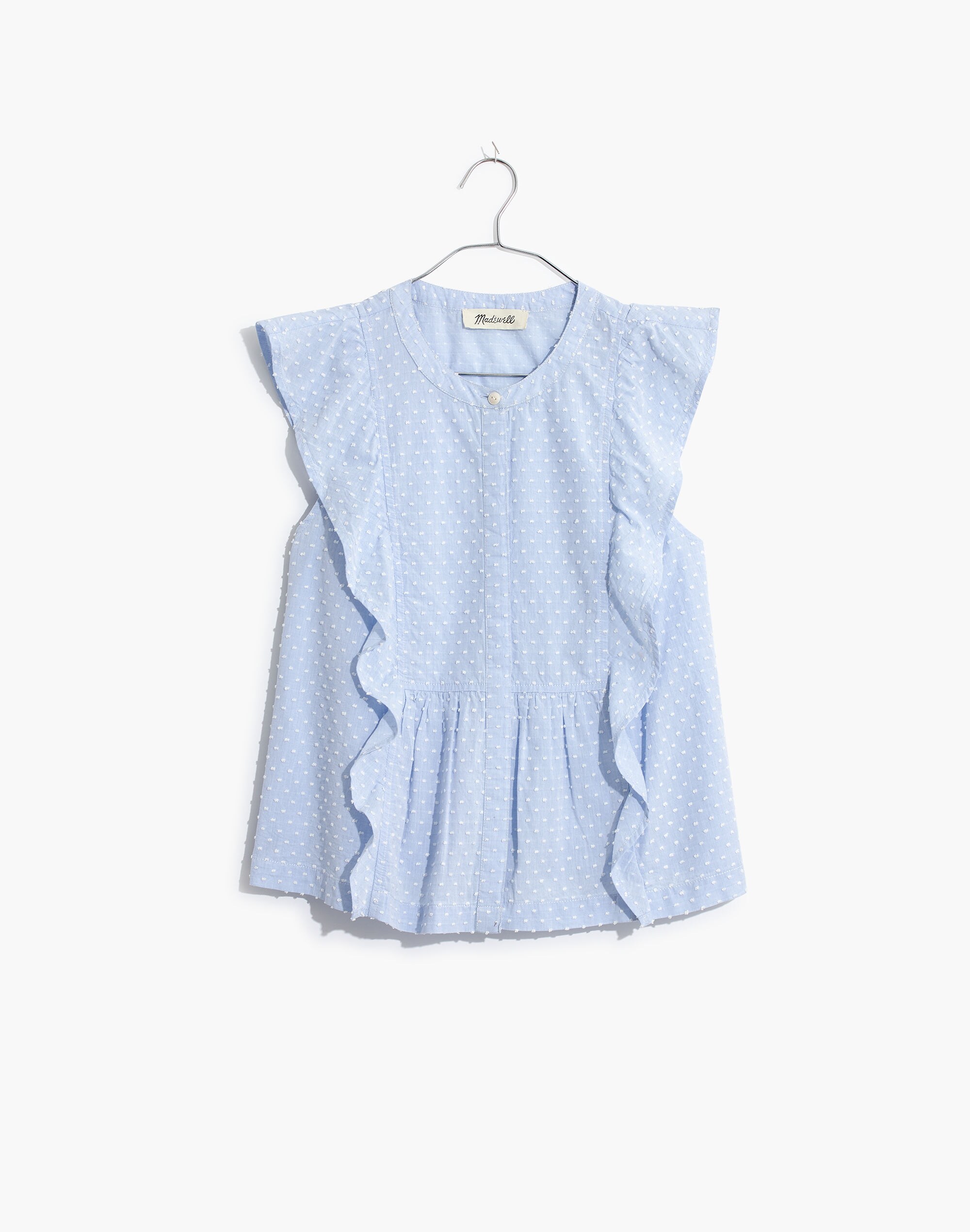 Swiss-Dotted Ruffle Top