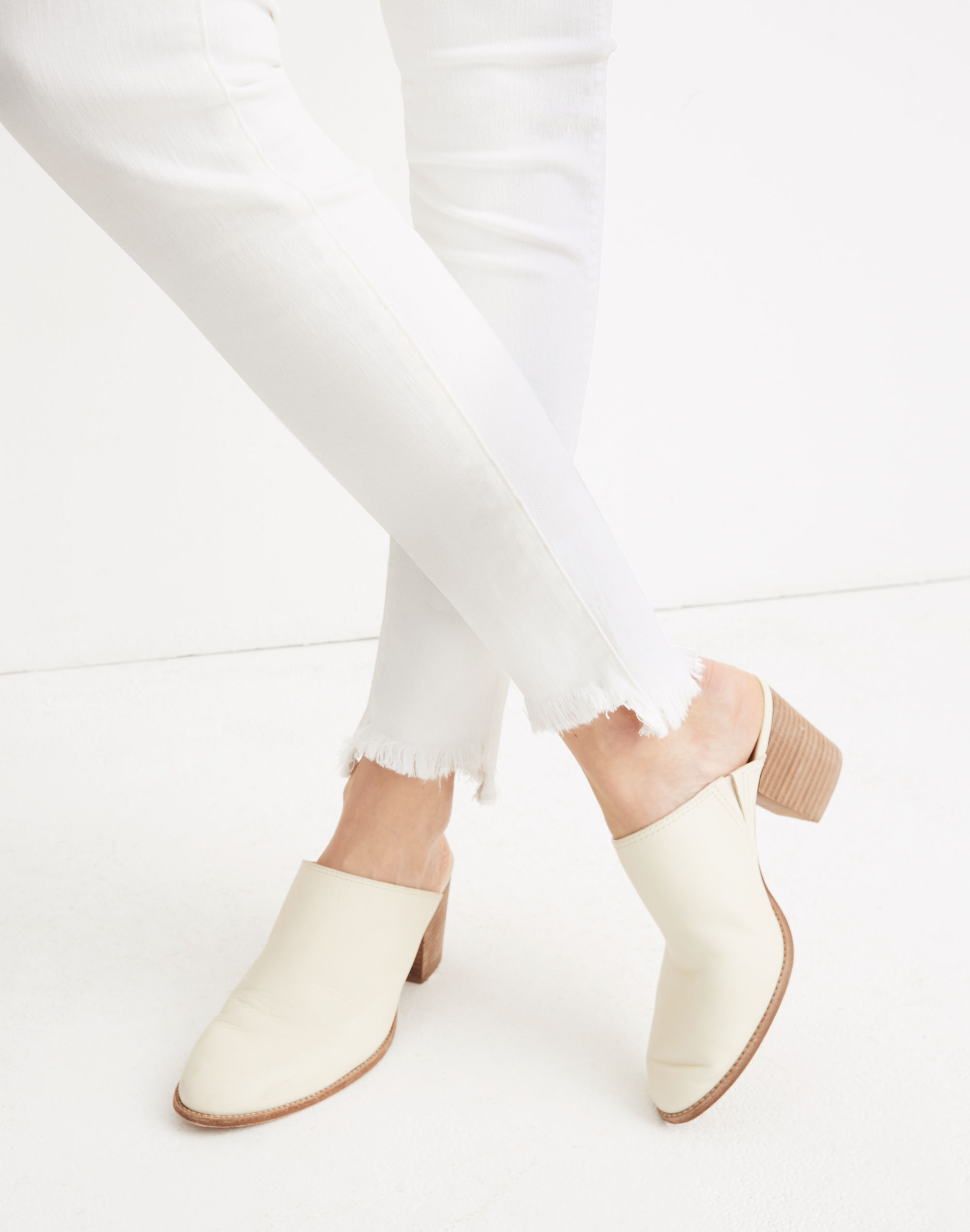 10" High-Rise Skinny Jeans in Pure White: Step-Hem Edition