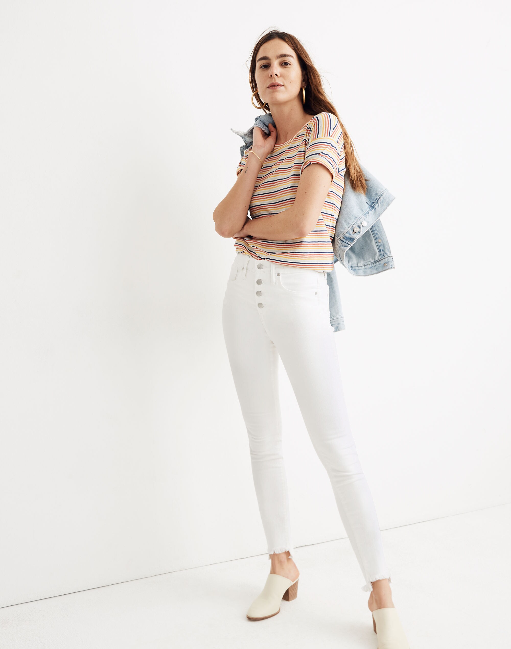 "10"" High-Rise Skinny Jeans in Pure White: Step-Hem Edition"