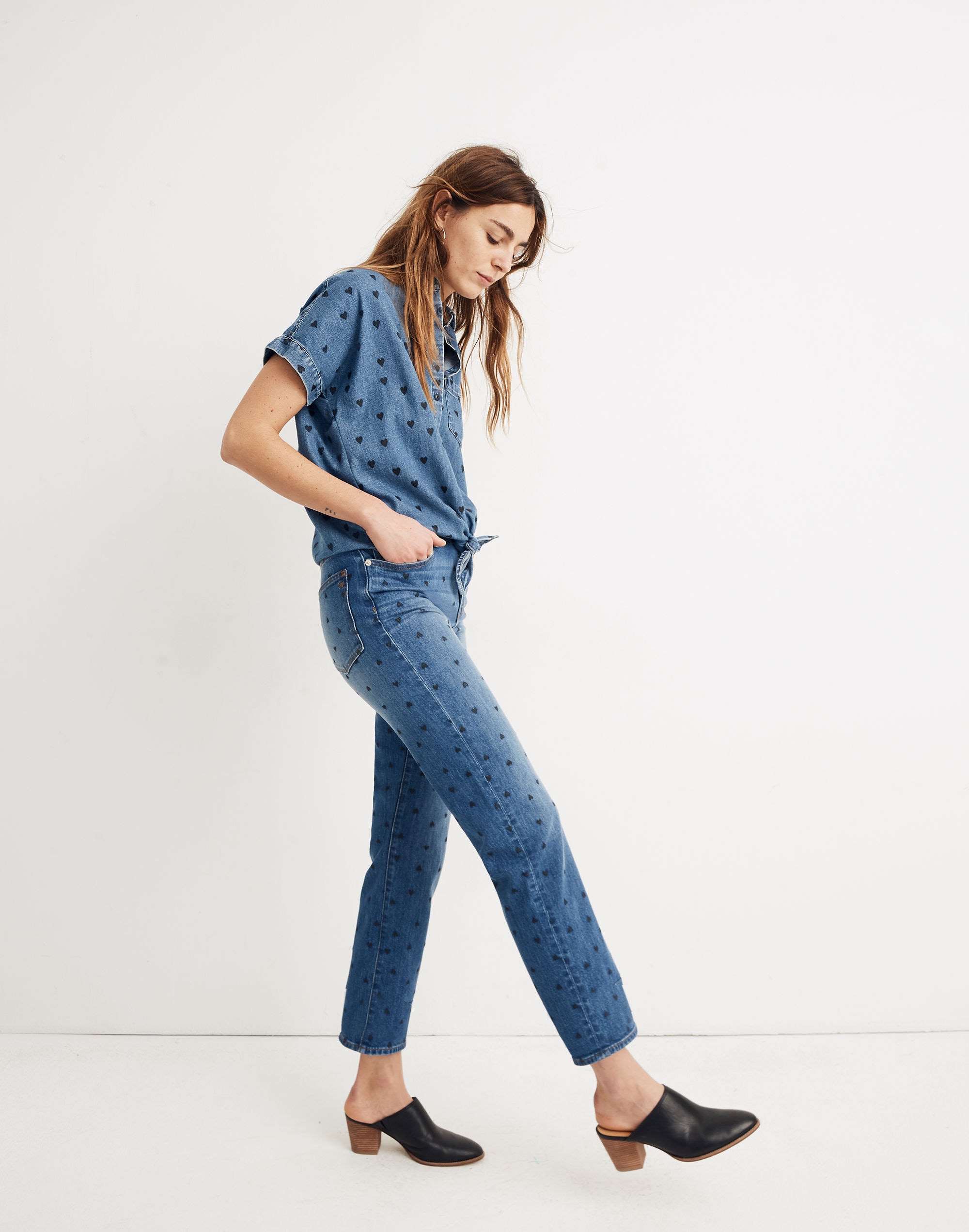 Classic Straight Jeans: Heart Print Edition