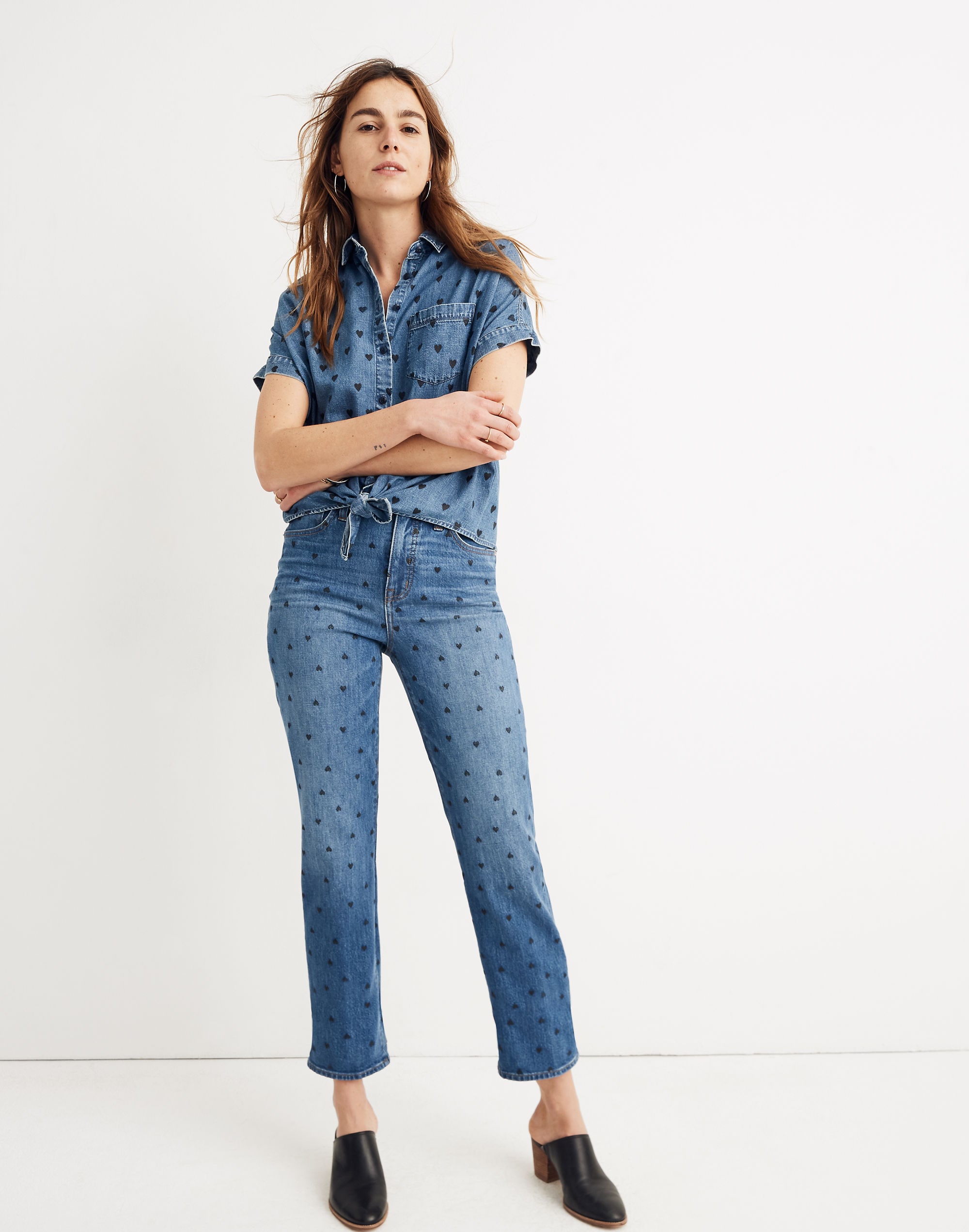 Classic Straight Jeans: Heart Print Edition