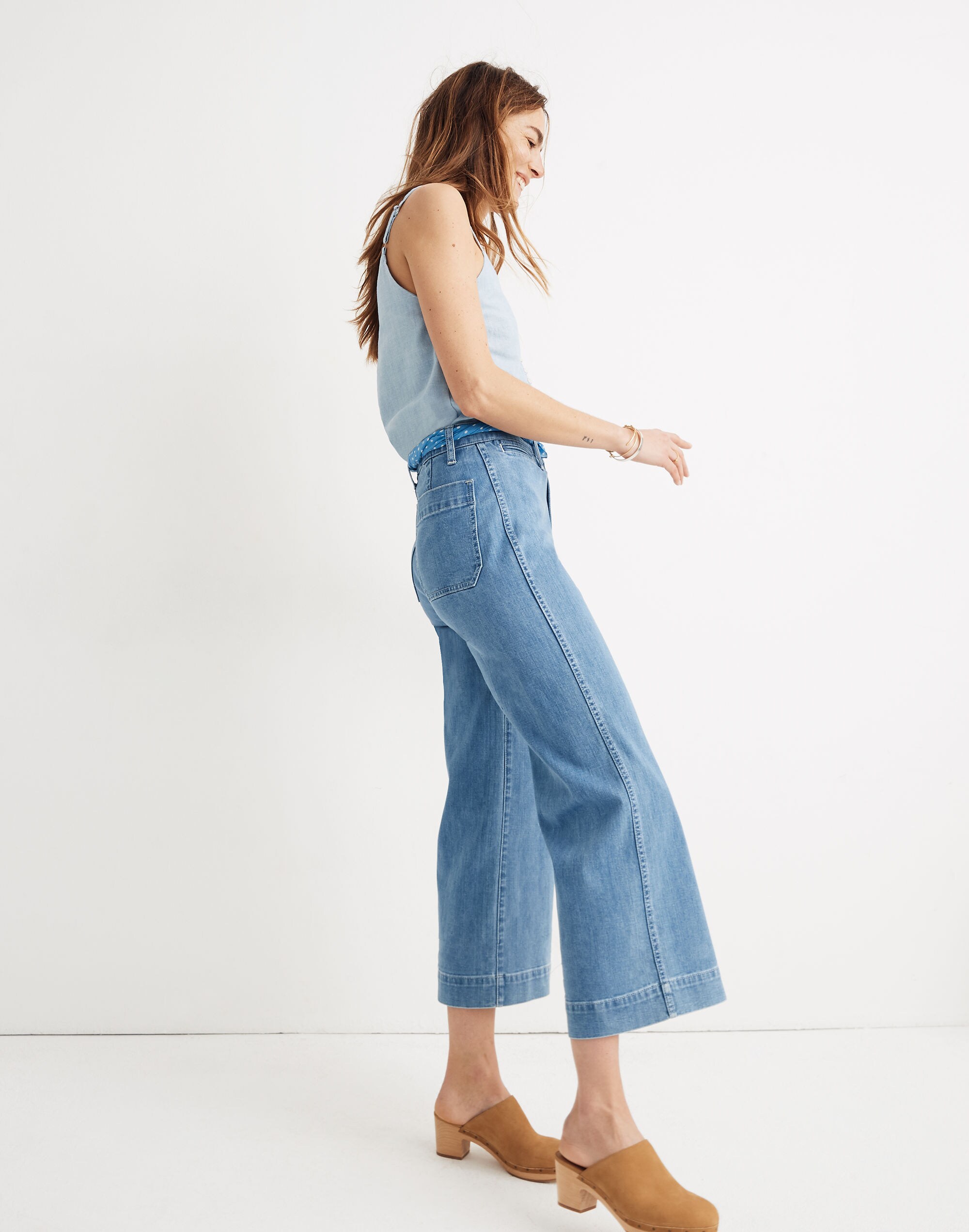 Petite Emmett Wide-Leg Crop Jeans in Langston Wash