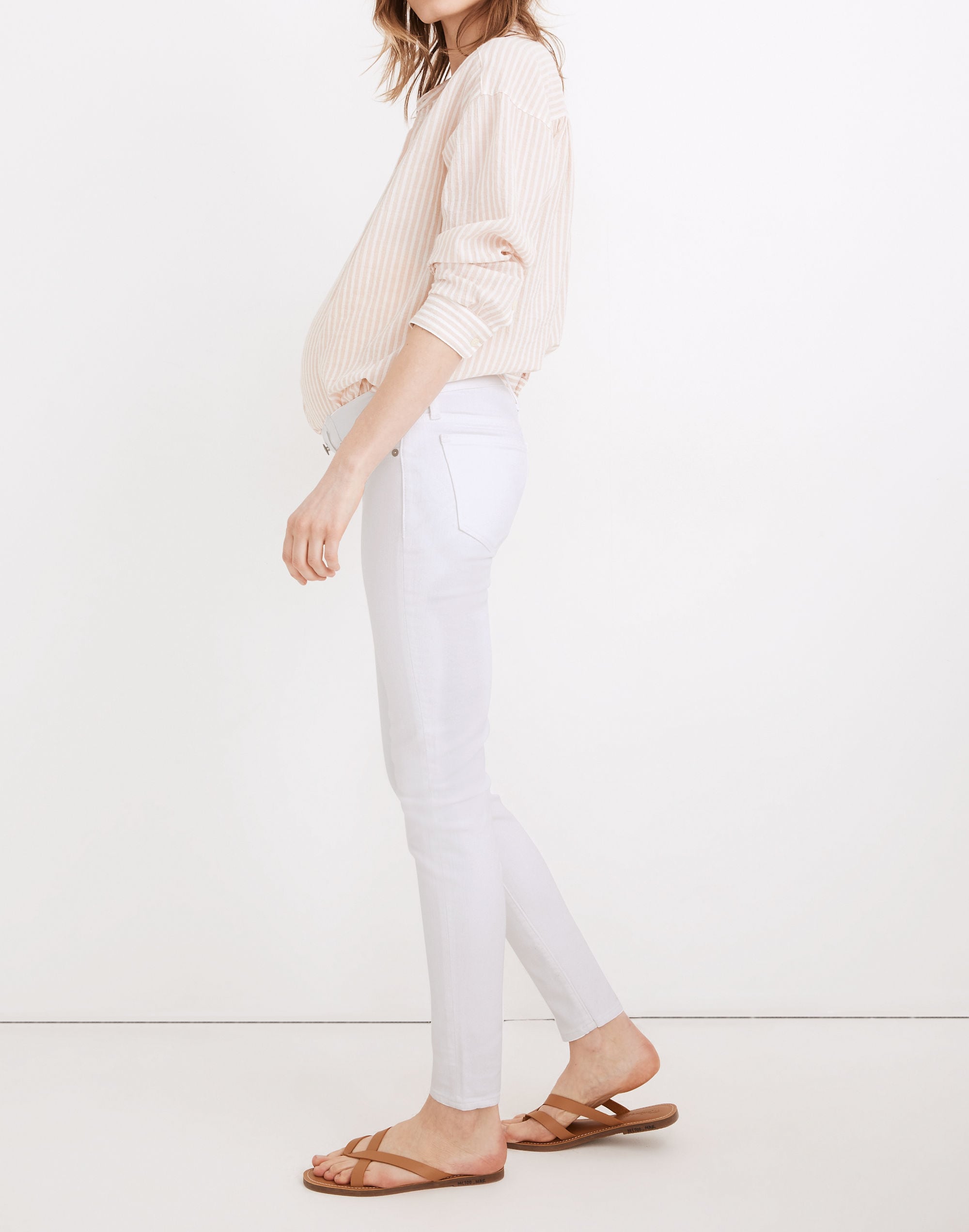 Maternity Side-Panel Skinny Jeans in Pure White: Adjustable Edition