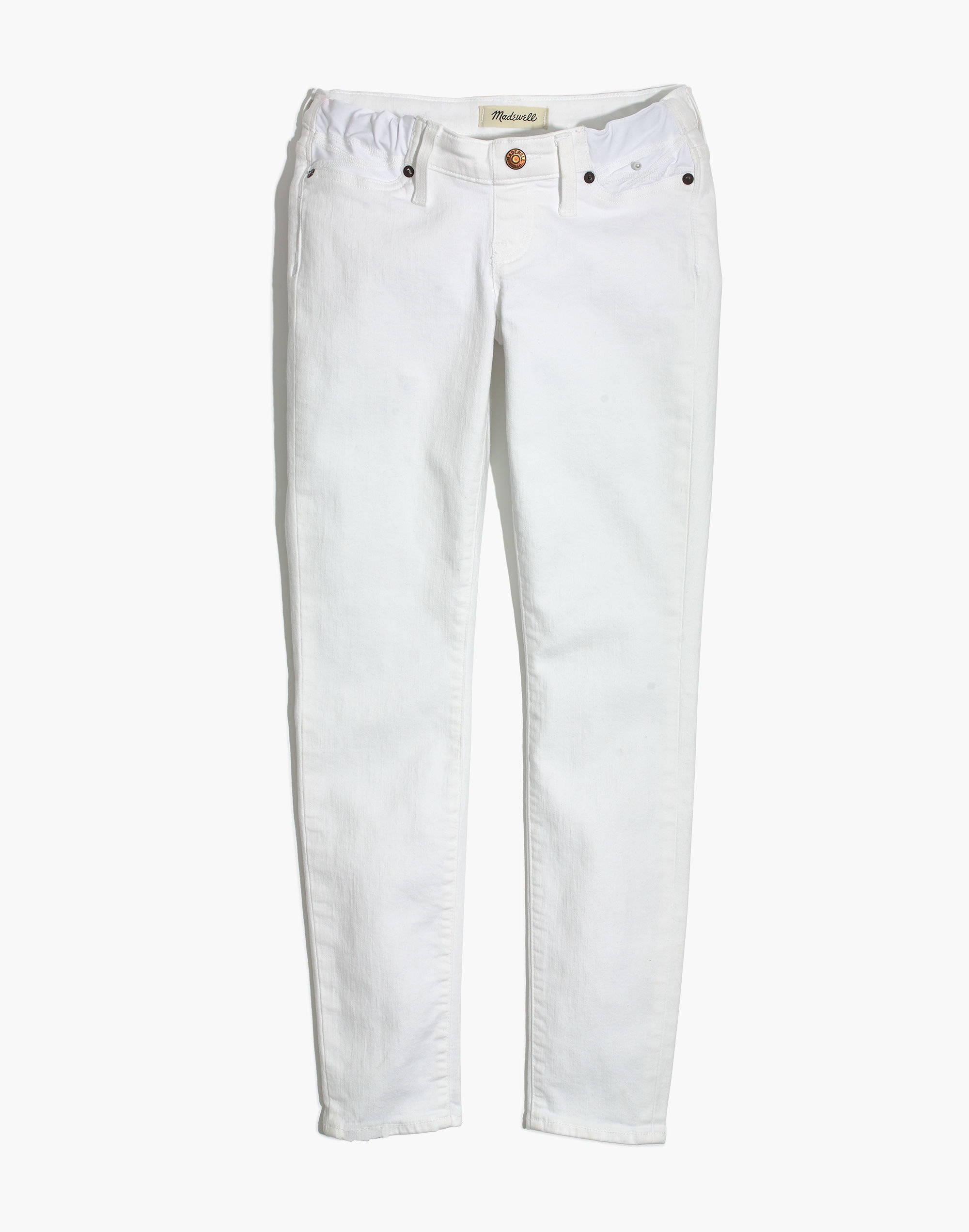 Maternity Side-Panel Skinny Jeans in Pure White: Adjustable Edition