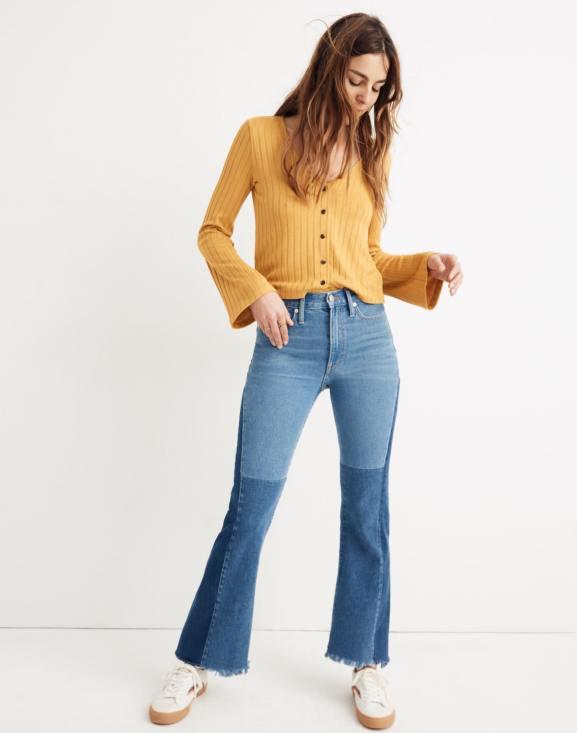 Madewell x ISKO&trade; Patchwork Rigid Flare Jeans