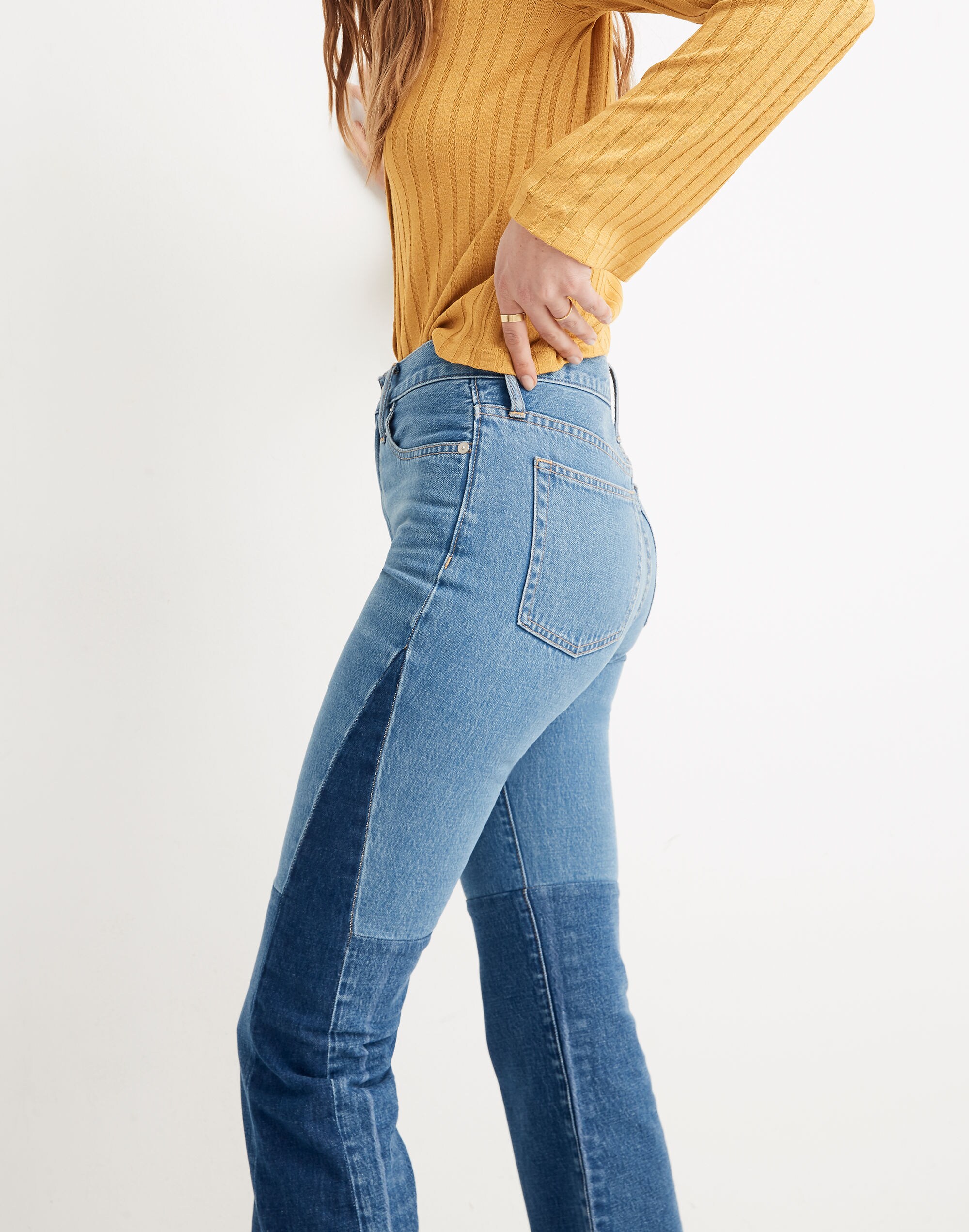 Madewell x ISKO&trade; Patchwork Rigid Flare Jeans