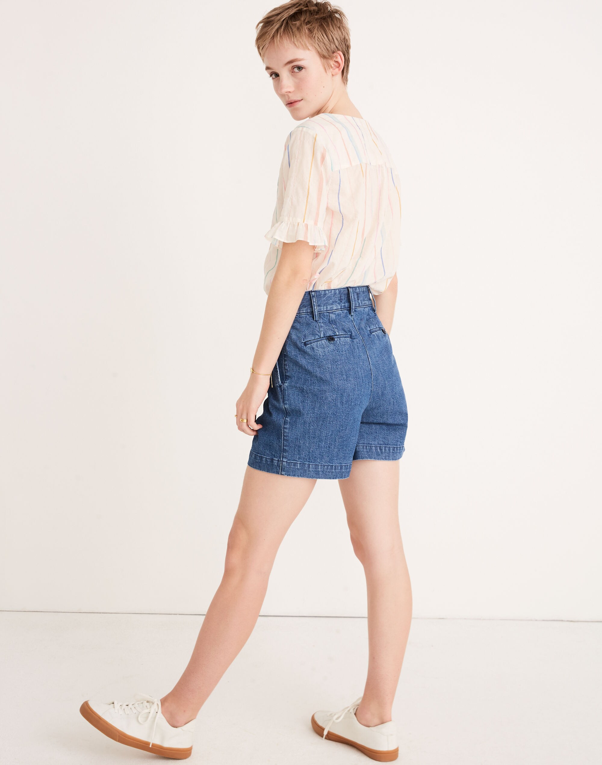 Denim Pleated Shorts