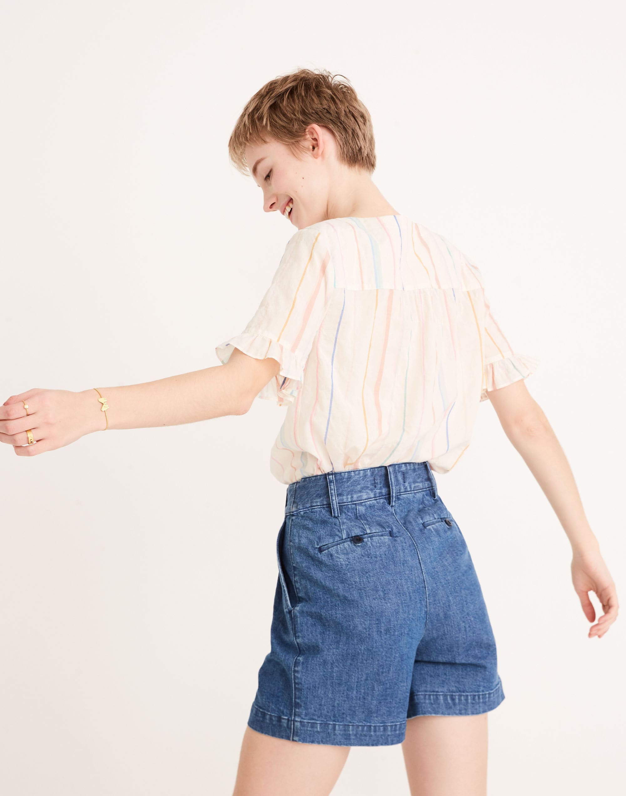 Denim Pleated Shorts