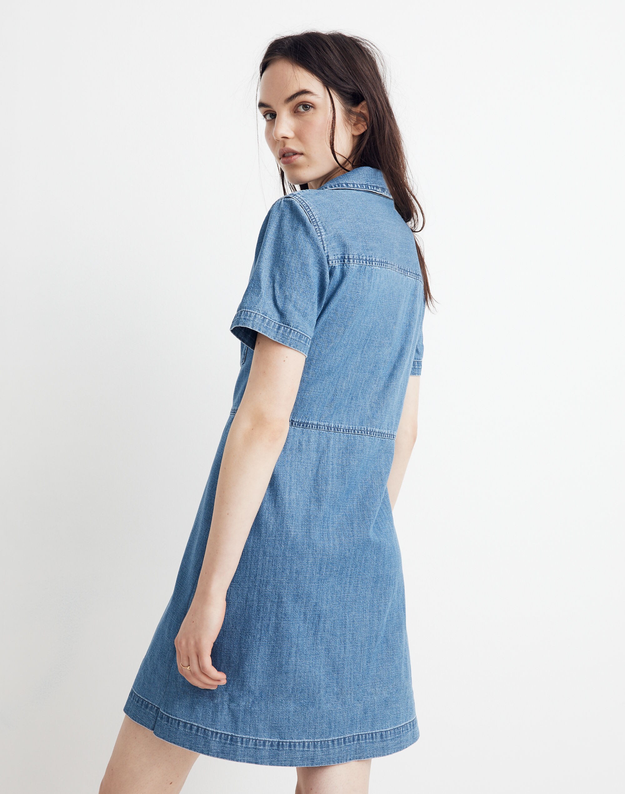 Denim Waisted Shirtdress in Penview Wash