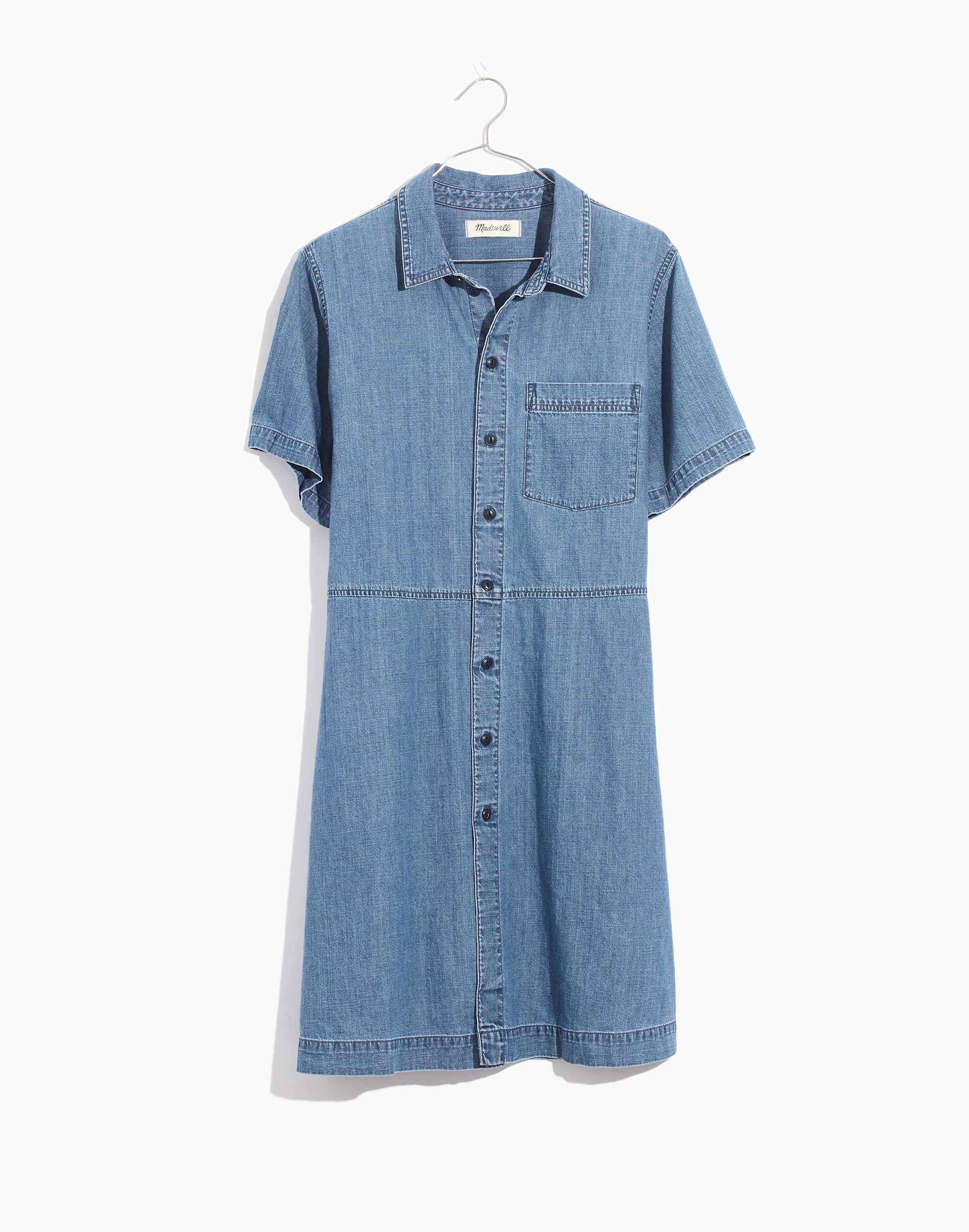 Denim Waisted Shirtdress in Penview Wash