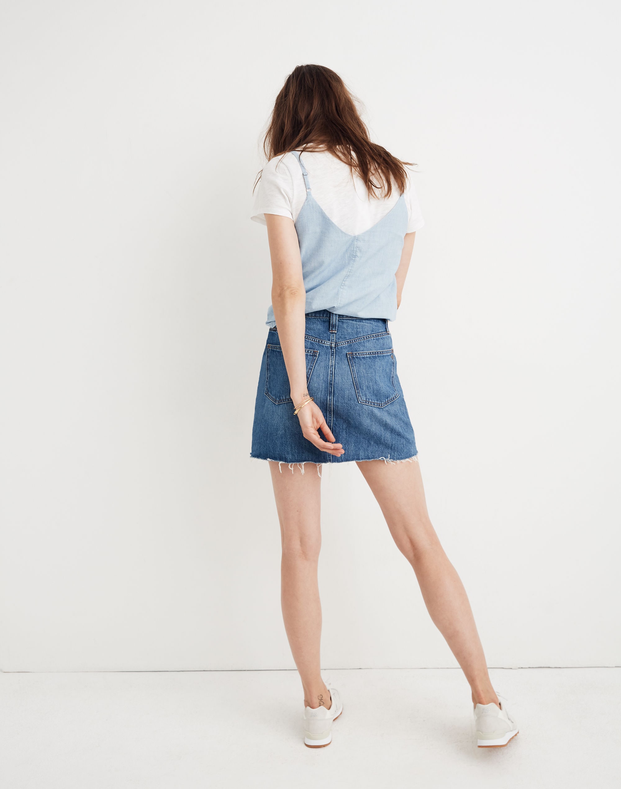 Rigid Denim A-Line Mini Skirt in Lakeline Wash: Eco Edition