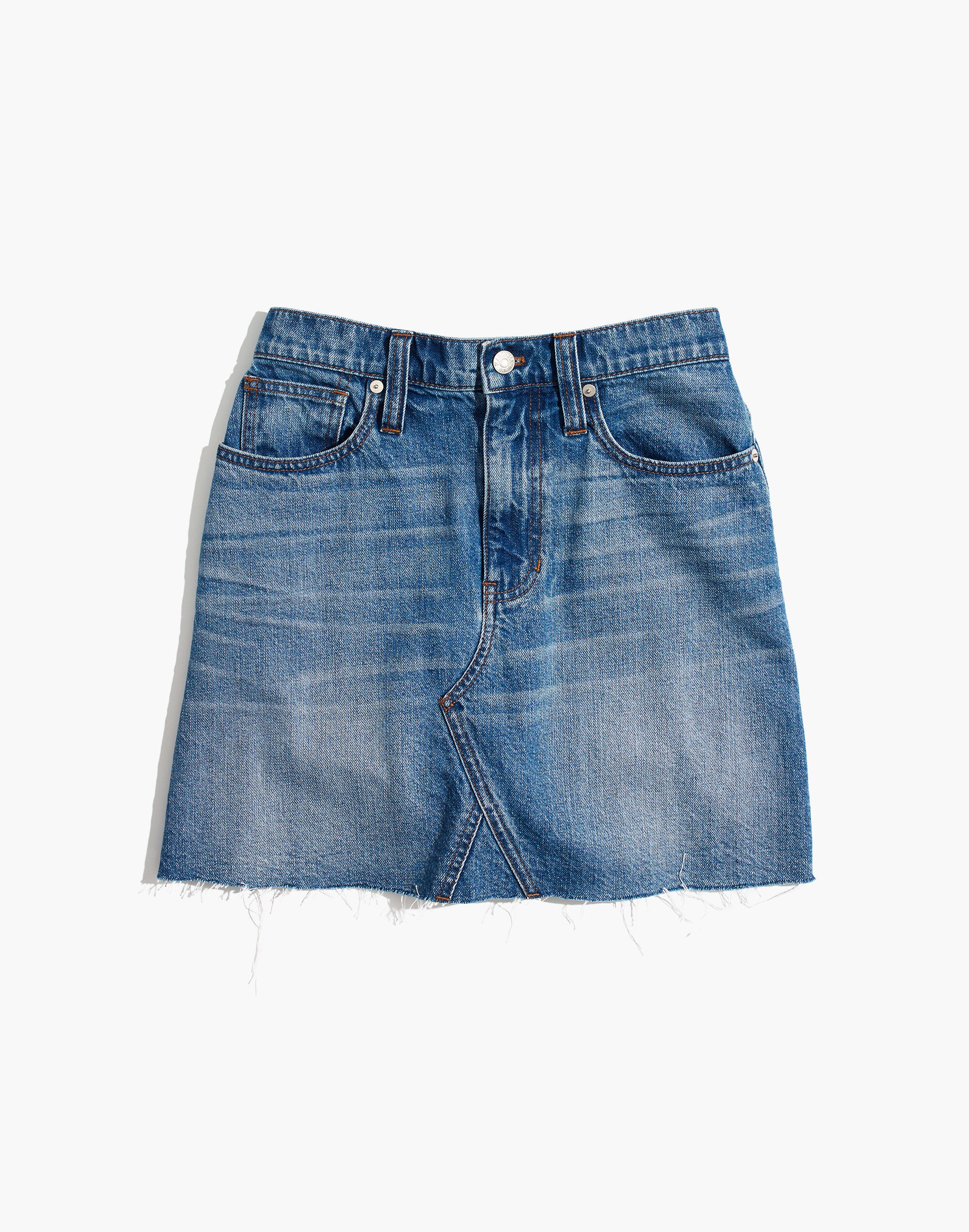 Rigid Denim A-Line Mini Skirt in Lakeline Wash: Eco Edition