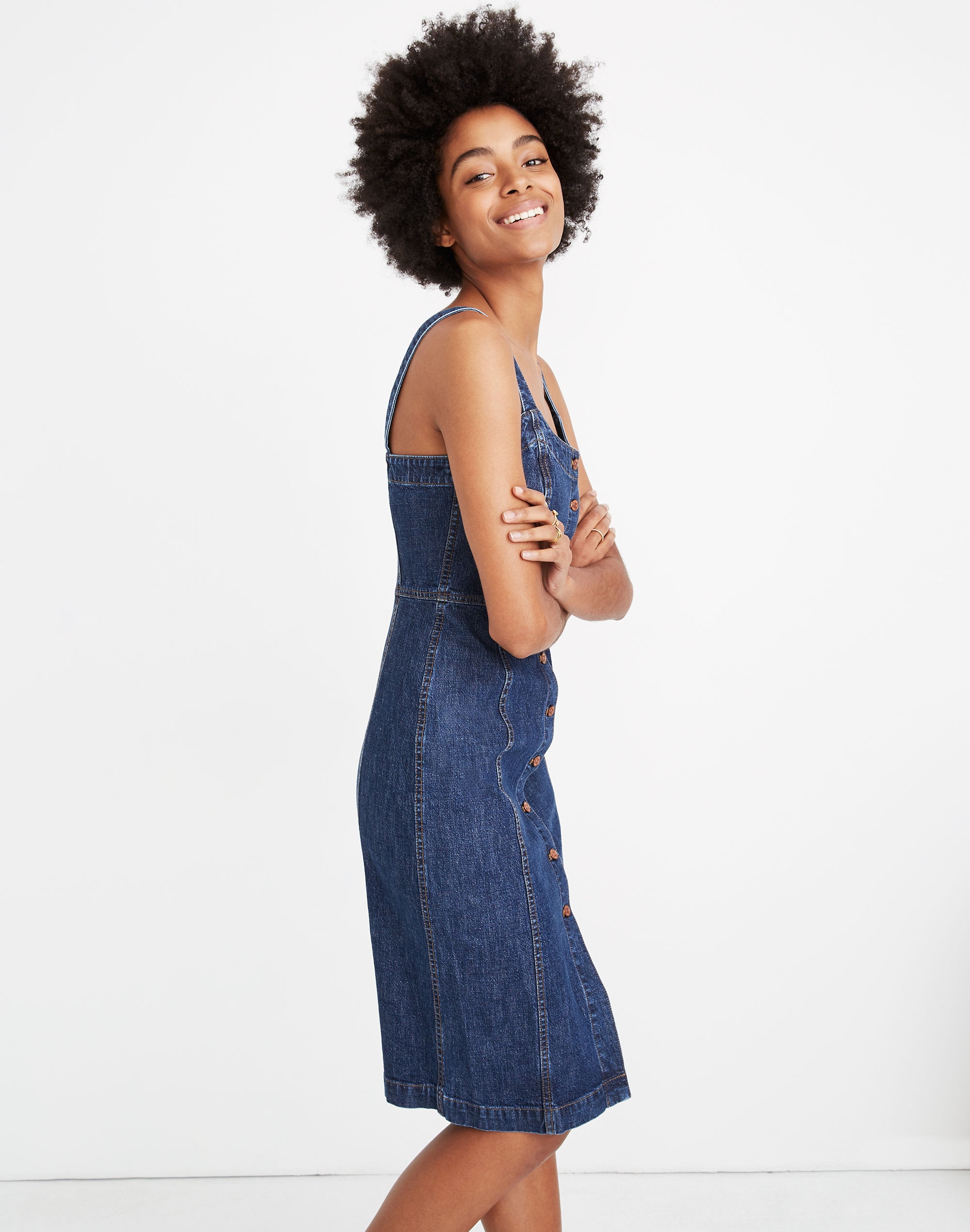 Denim Button-Front Tank Dress